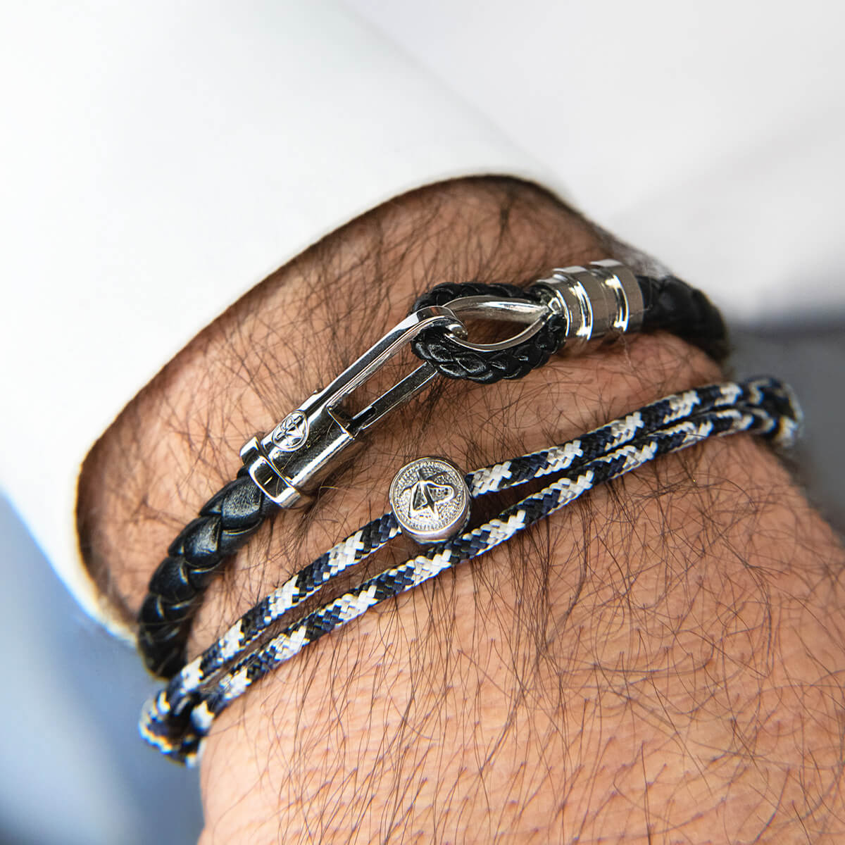 Męska Bransoleta Skórzana Zeades Monte Carlo Cabestan Black | Vivagem