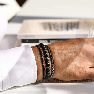 Męska Bransoleta Zeades Monte Carlo Crete | Czarna Ceramika i Stal | Vivagem