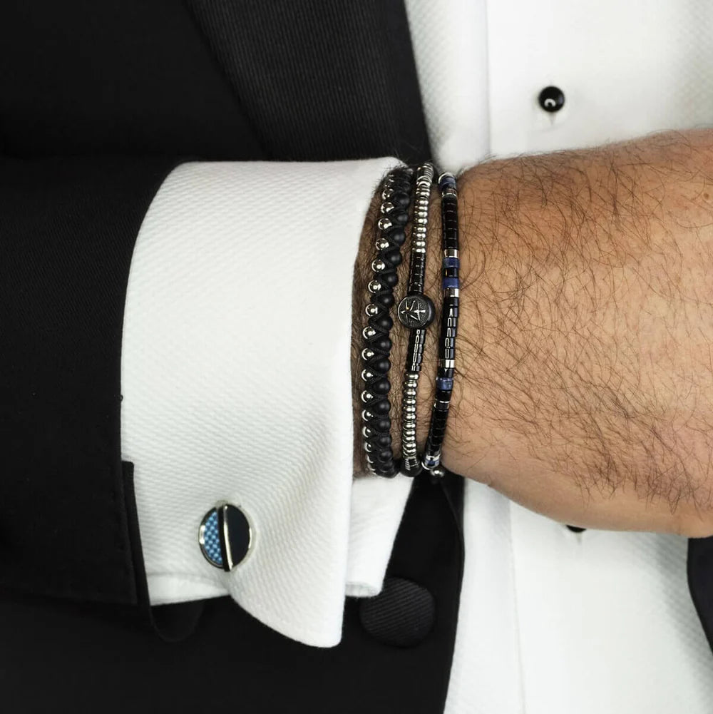 Męska Bransoleta Zeades Monte Carlo Koff | Czarny Agat i Stal | Vivagem