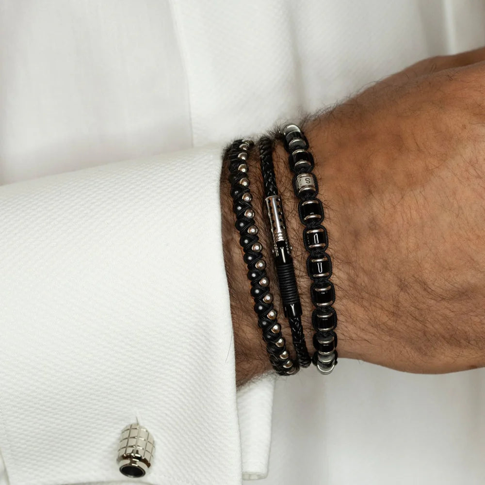 Męska Bransoleta Zeades Monte Carlo Troxy | Czarny Agat | Vivagem