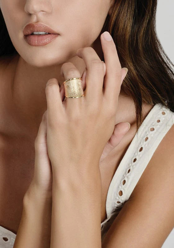 Szeroki Pierścionek Kora Drzewa