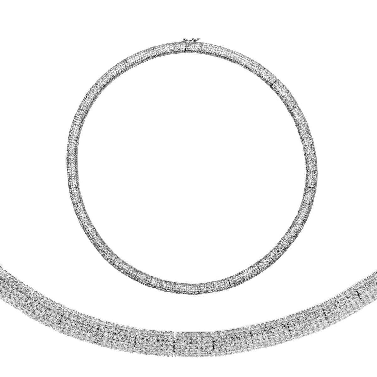Srebrny Naszyjnik Kolia z Cyrkoniami Pavé 45 cm - zdjęcie 1