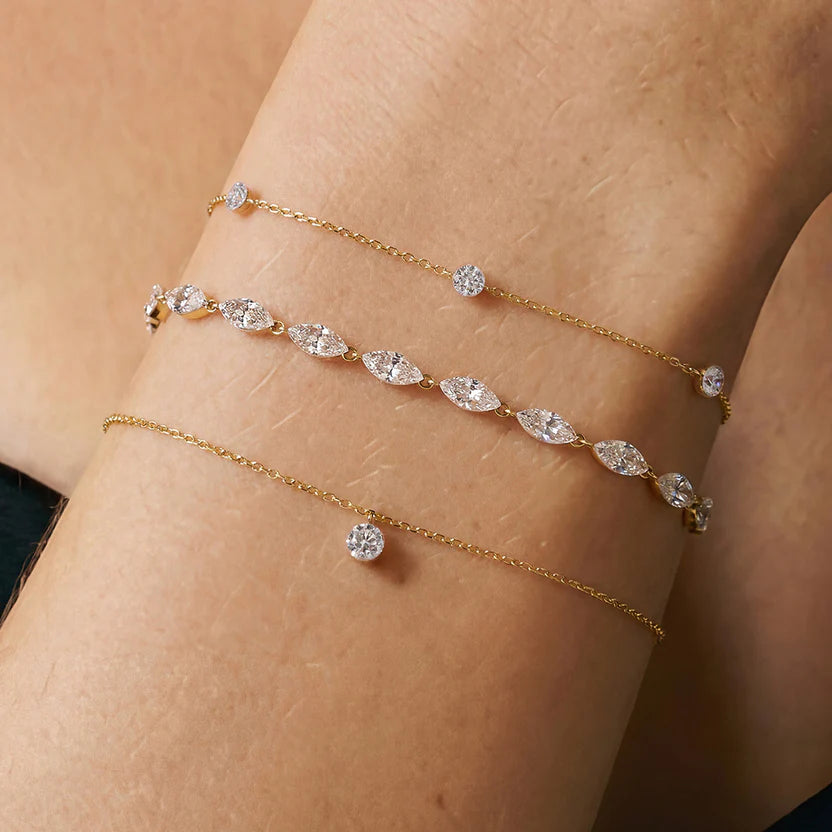 Złota bransoletka z diamentem laboratoryjnym 0,2 ct złoto 585