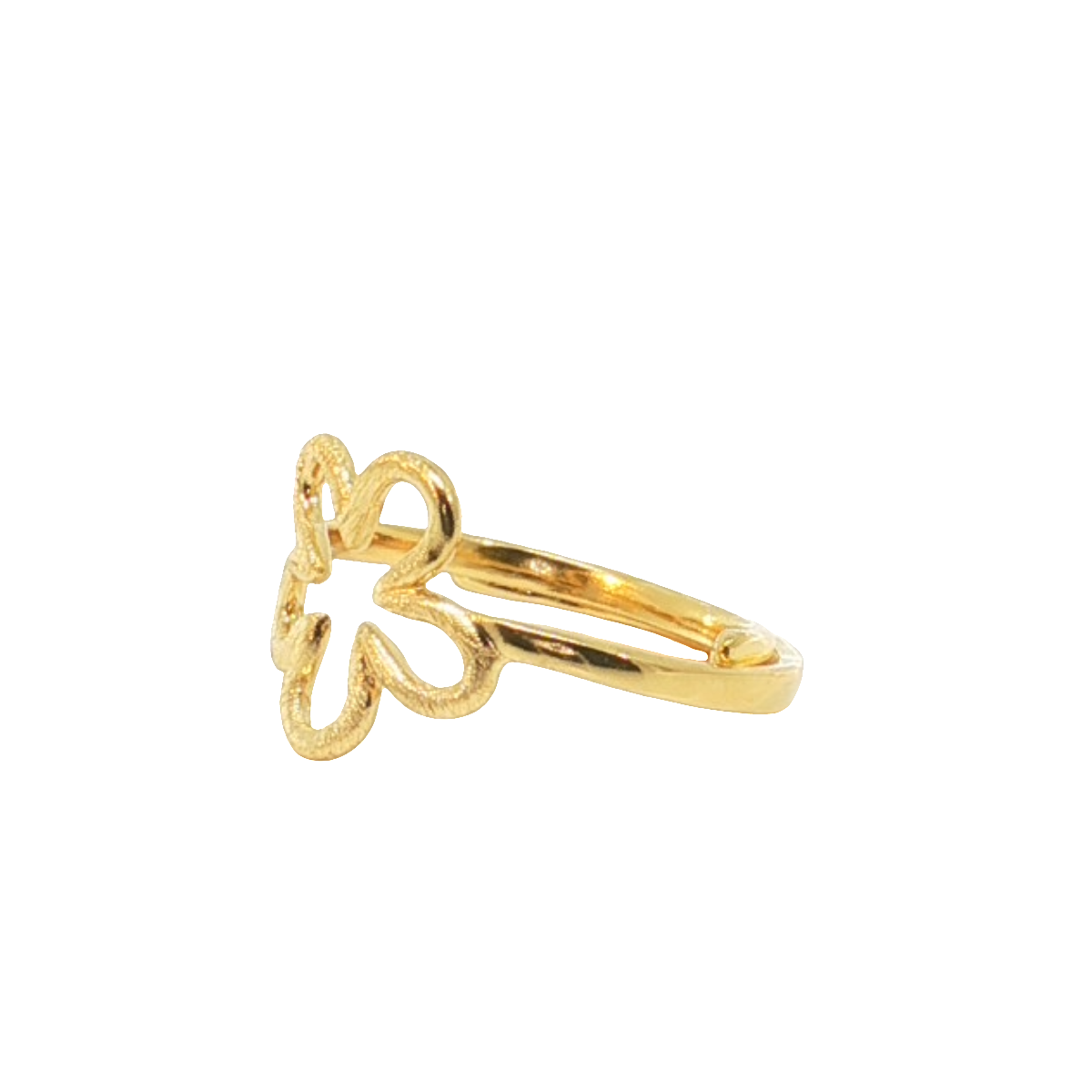 Złocony Pierścionek Regulowany Kwiat Suu