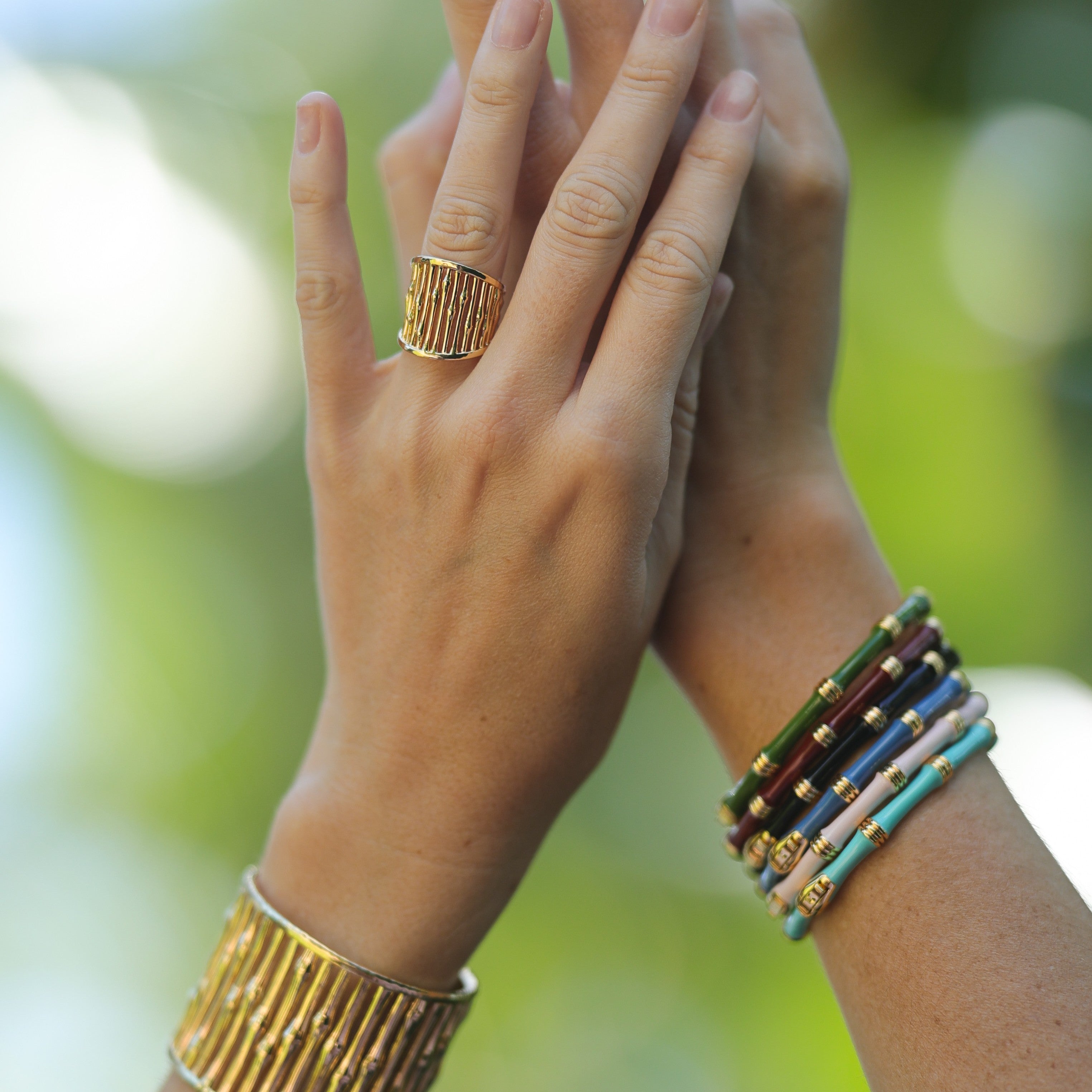 Pozłacana Bransoletka Bangle Bamboo | Międzynarodowy Design Vivagem