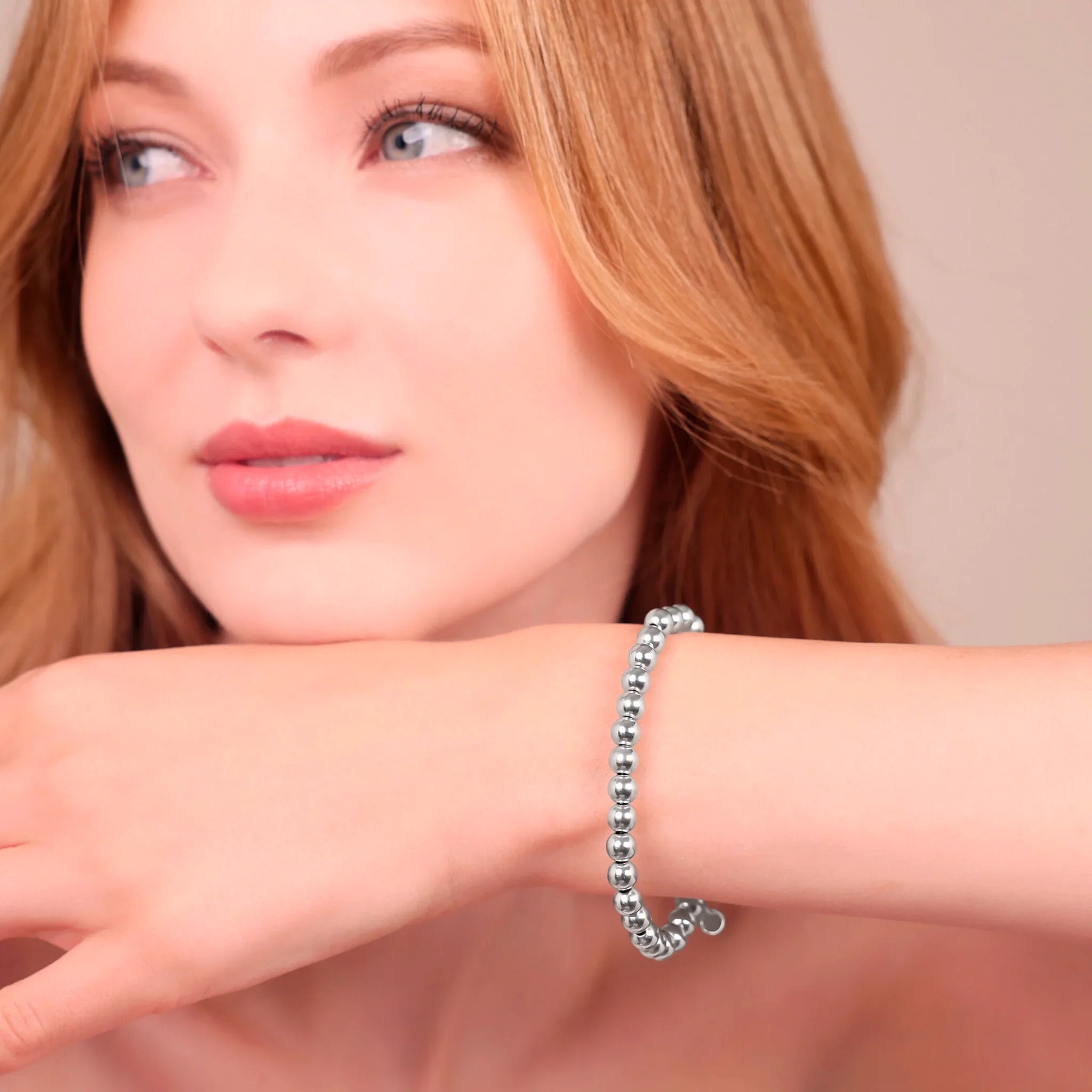 Bransoletka Kuleczki 6mm | Białe Złoto Hipoalergiczna | Vivagem