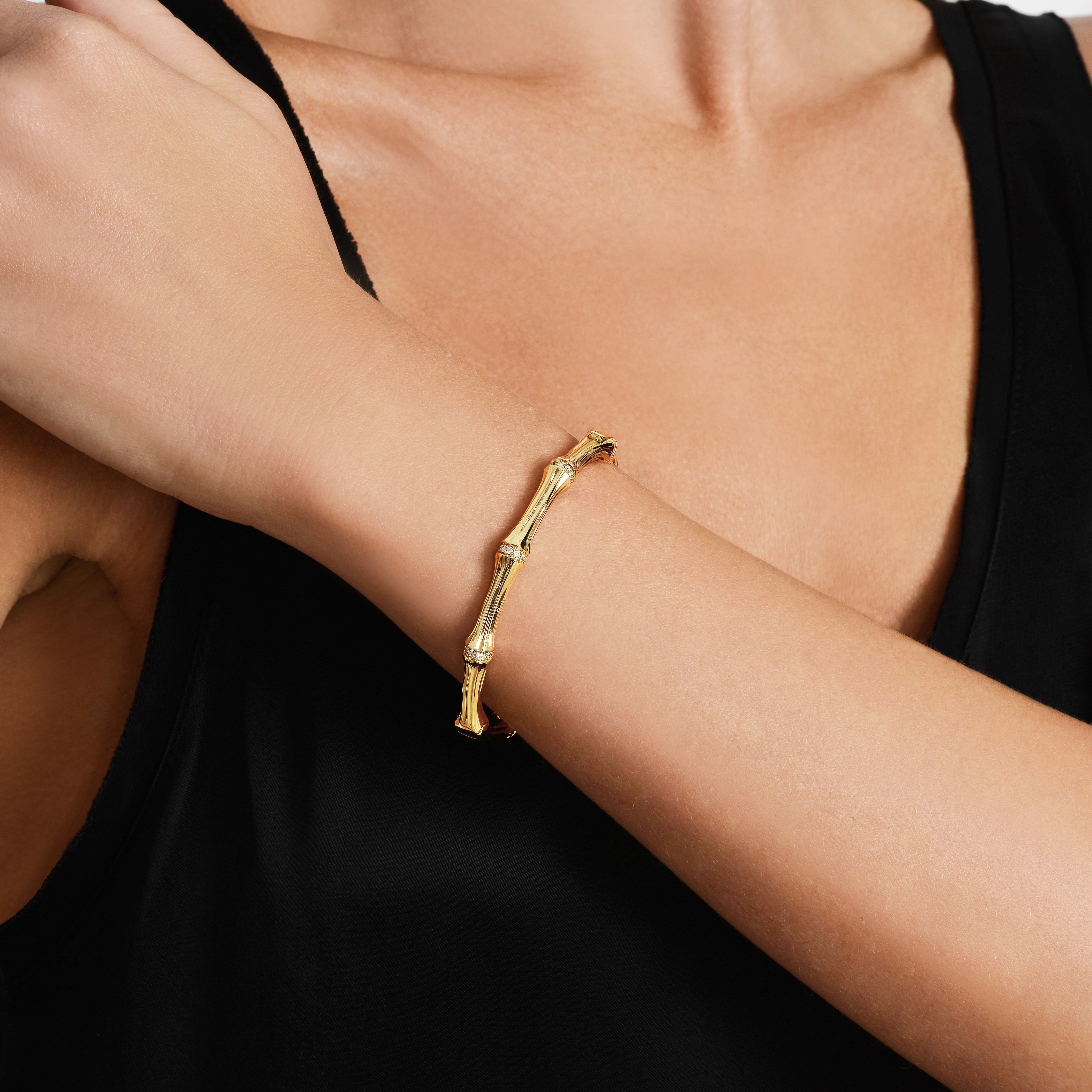 Pozłacana Bransoletka Bangle Bamboo | Międzynarodowy Design Vivagem