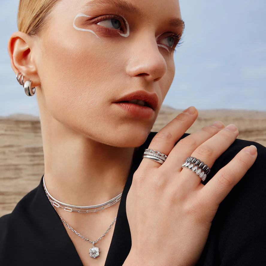 Srebrny Naszyjnik Łańcuch o Splocie Spinaczowym | Londyński Design | Vivagem