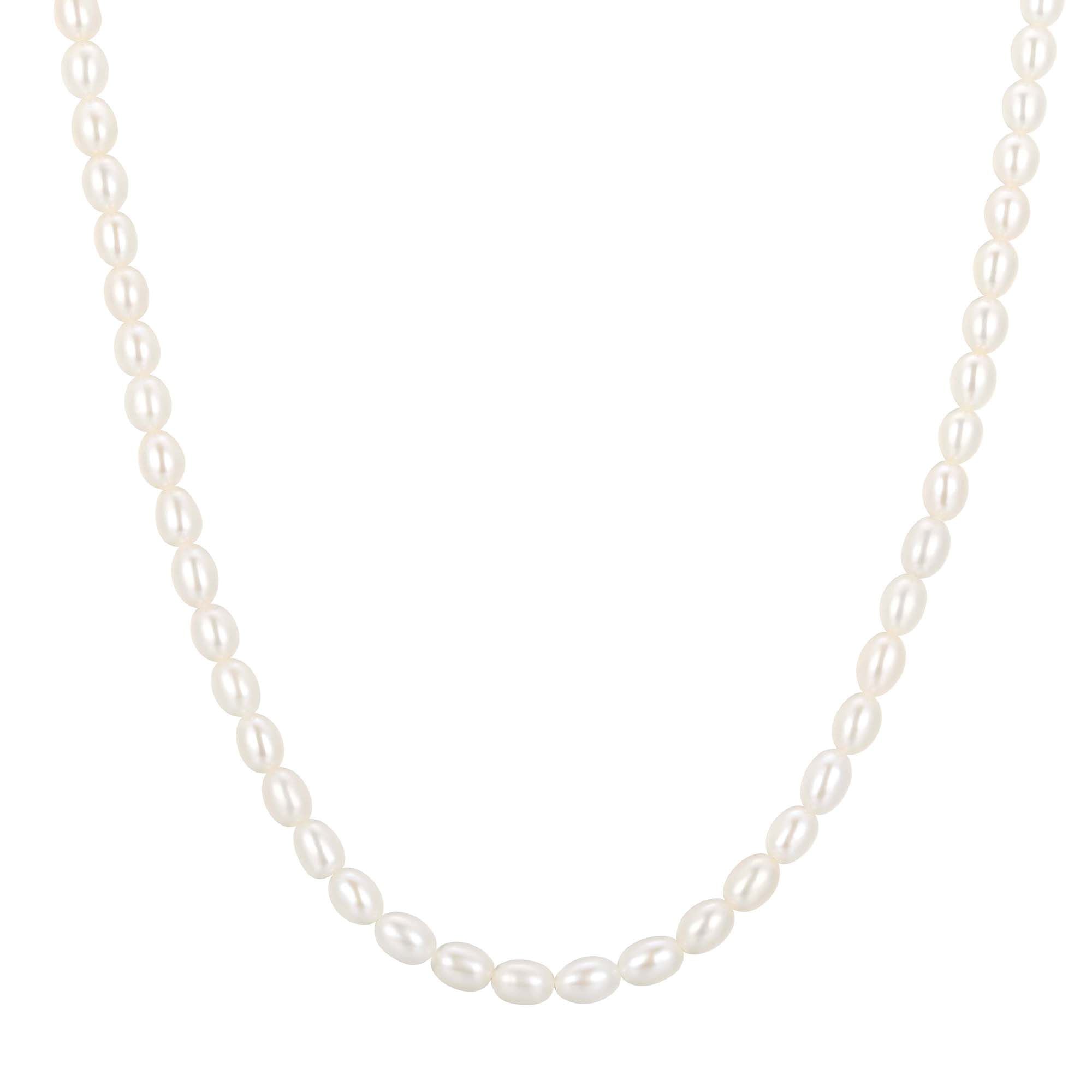 Złoty Naszyjnik Pełny Sznur Pereł Ryżowych 