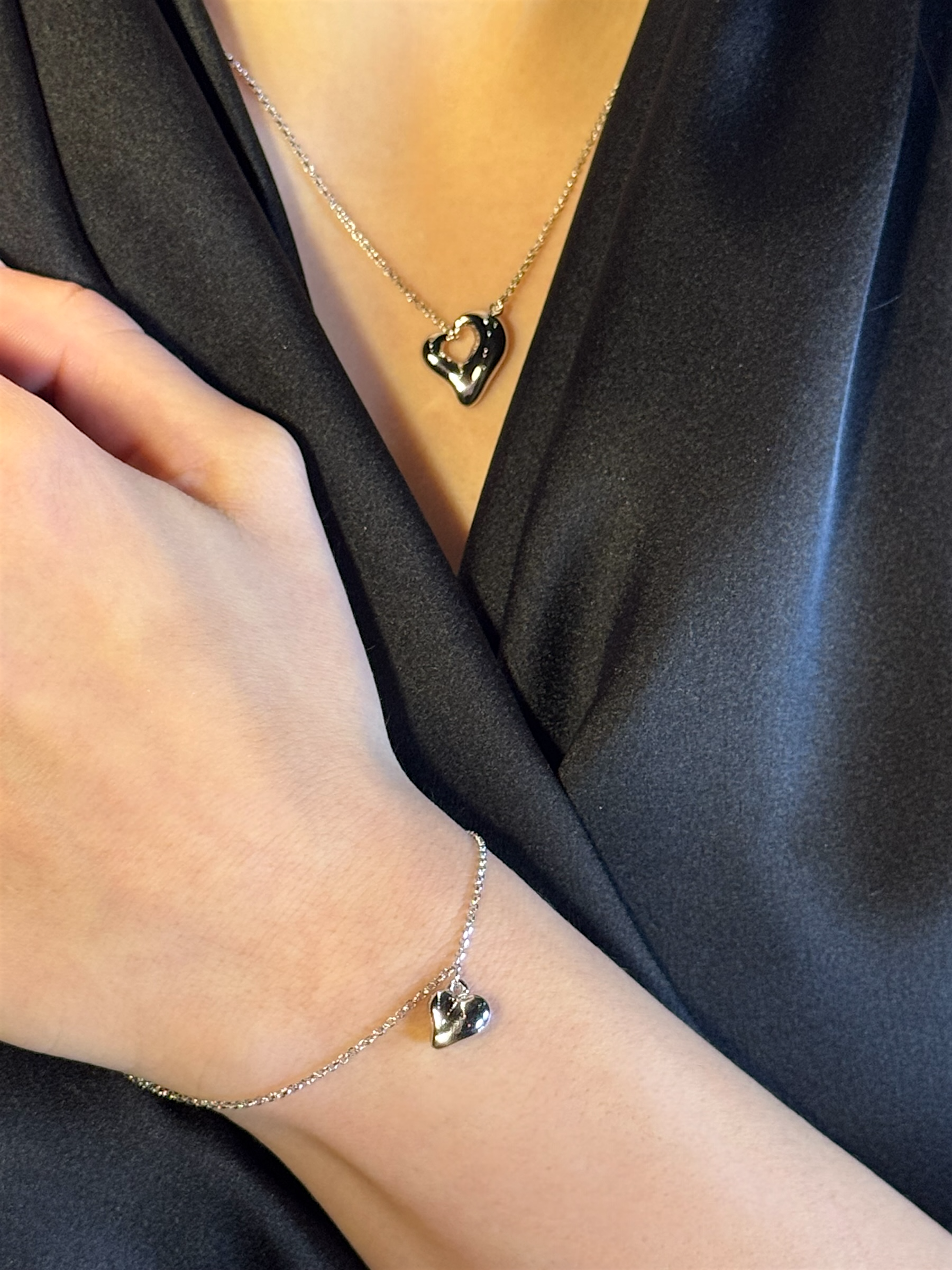 Srebrny Naszyjnik Otwarte Serce Organic | Srebro 925 Rodowane | Vivagem