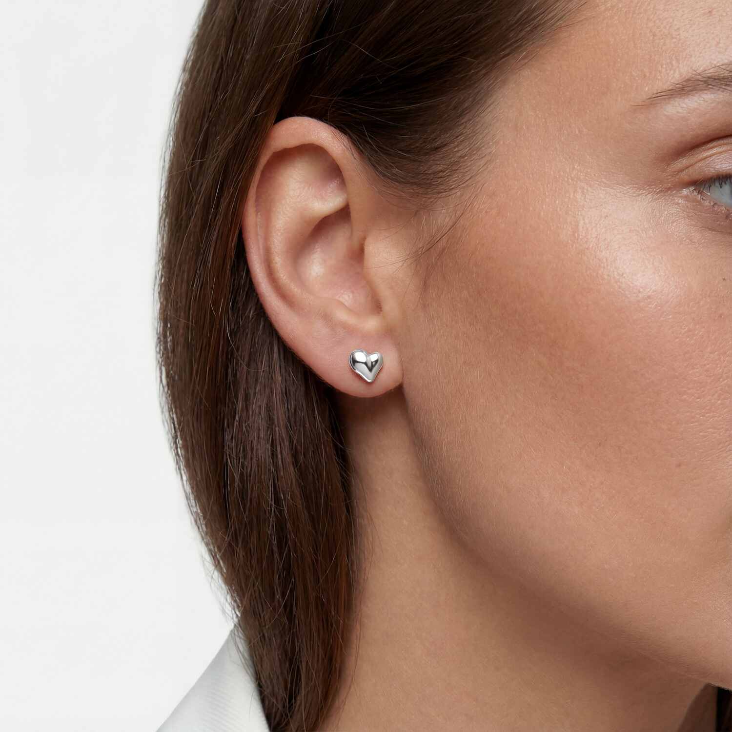 Srebrne Kolczyki Serca Sztyfty 3D | Srebro 925 Rodowane | Vivagem