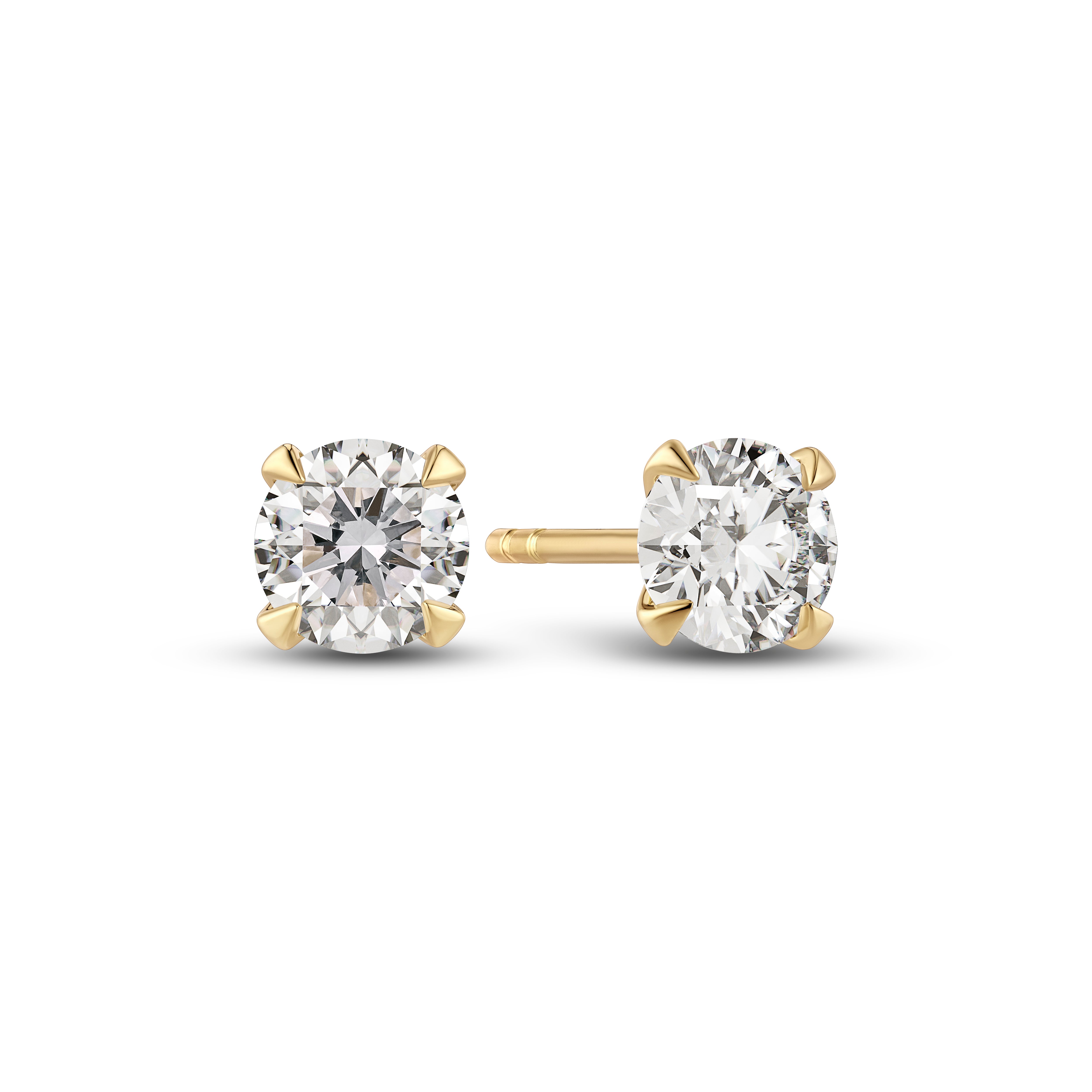 Kolczyki Sztyfty z Diamentami - 14-karatowe ( próba 585) żółte złoto, 0,22-3,00 ct TW GH VS, diamenty laboratoryjnie hodowane - VIVAGEM.PL