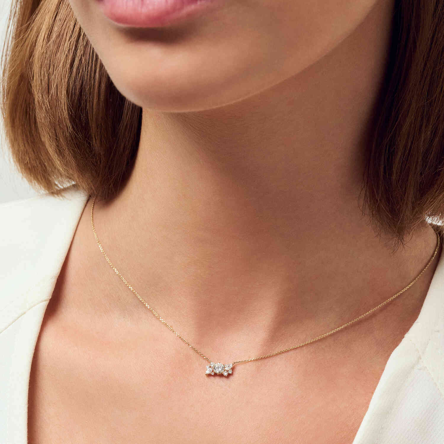 Złoty naszyjnik z diamentami laboratoryjnymi 0,58 ct (14k) - VIVAGEM.PL