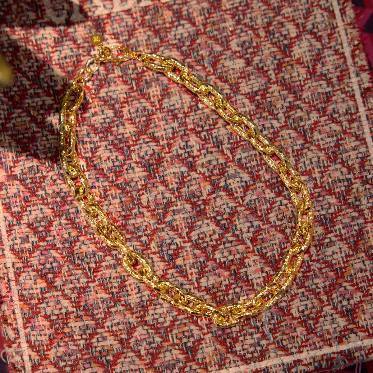 Masywny Naszyjnik Pozłacany Młotkowane Ogniwa - zdjęcie 10