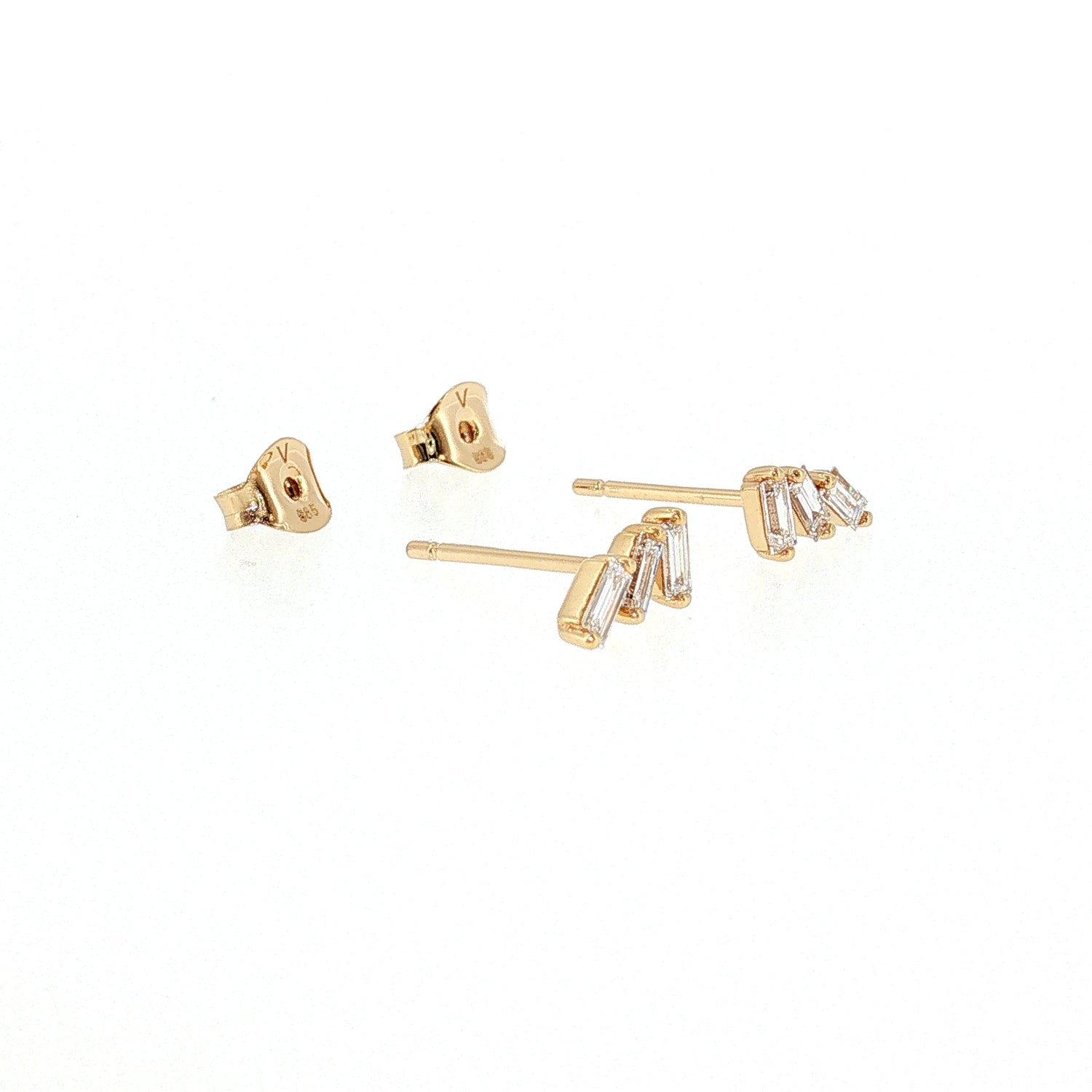 Złote kolczyki sztyfty diamenty szlif szmaragdowy 0,3 ct złoto 585 - zdjęcie 2