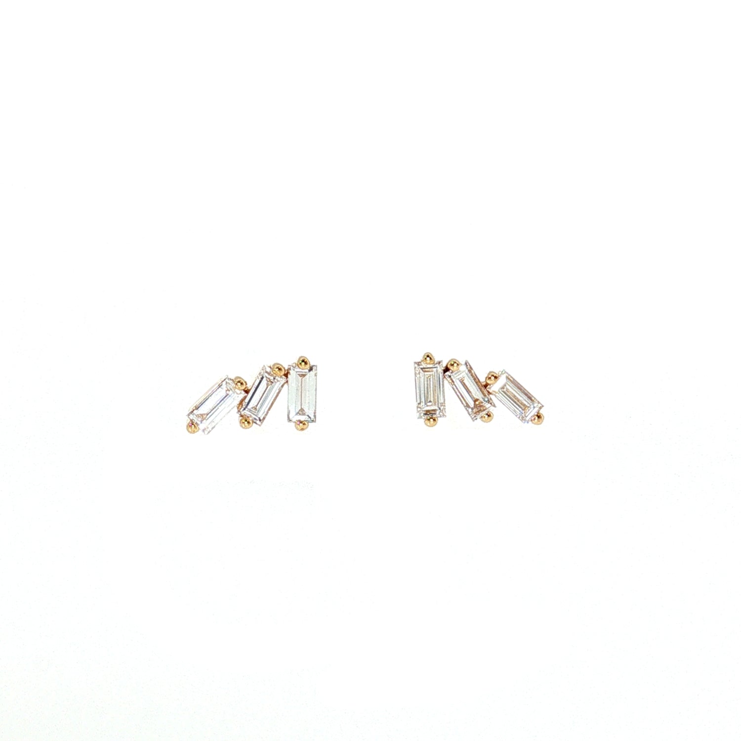 Złote kolczyki sztyfty diamenty szlif szmaragdowy 0,3 ct złoto 585 - zdjęcie 1