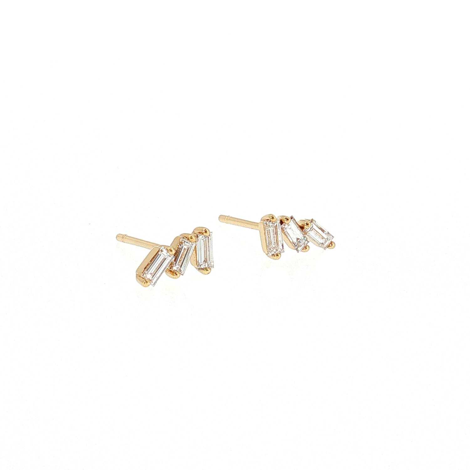 Złote kolczyki sztyfty diamenty szlif szmaragdowy 0,3 ct złoto 585 - zdjęcie 7