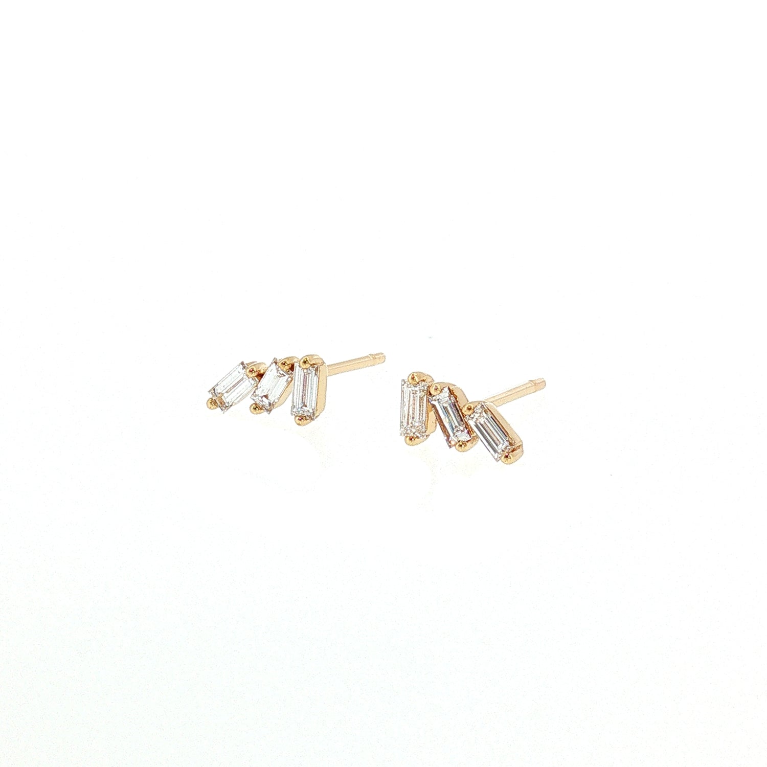 Złote kolczyki sztyfty diamenty szlif szmaragdowy 0,3 ct złoto 585 - zdjęcie 5