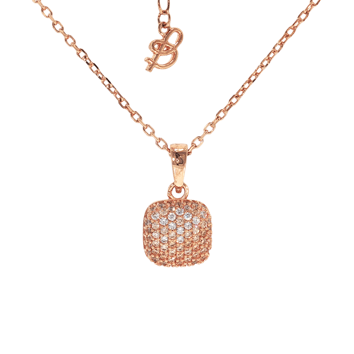 Geometryczny Blask: Naszyjnik Bronzallure Altissima z Kwadratowym Pavé, Golden Rosé, Vivagem Selection - zdjęcie 5