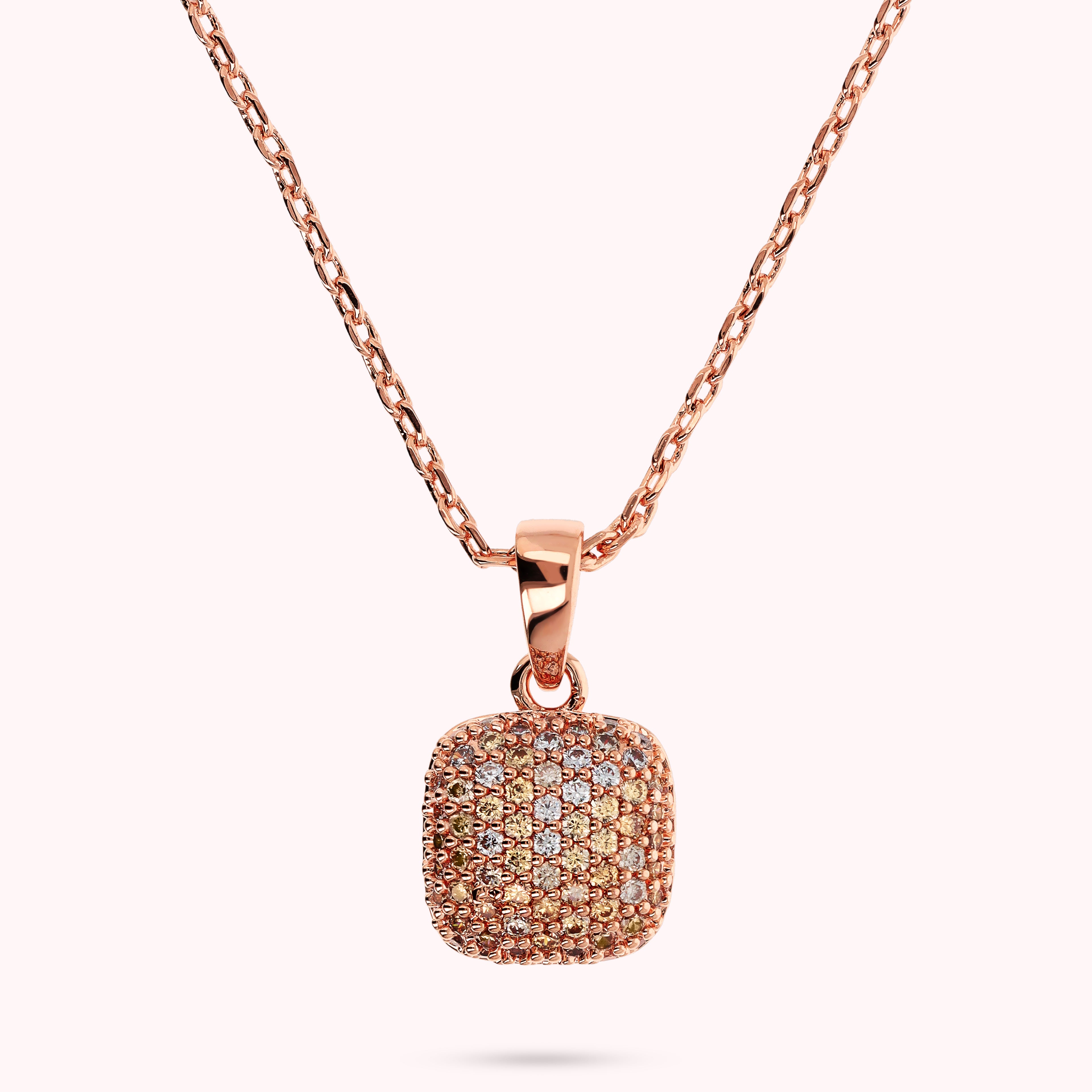 Geometryczny Blask: Naszyjnik Bronzallure Altissima z Kwadratowym Pavé, Golden Rosé, Vivagem Selection