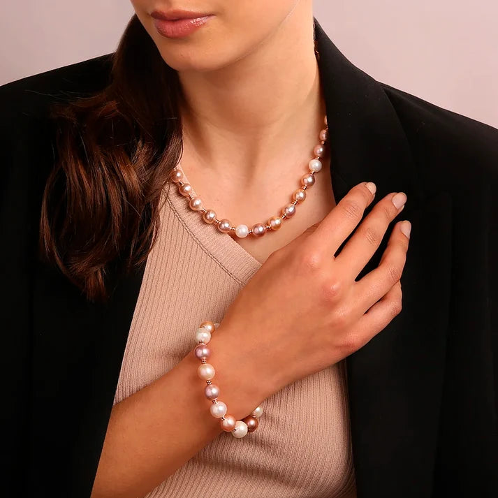 Naszyjnik Choker z Perłami Ming Pozłacany Różowym Złotem - zdjęcie 2