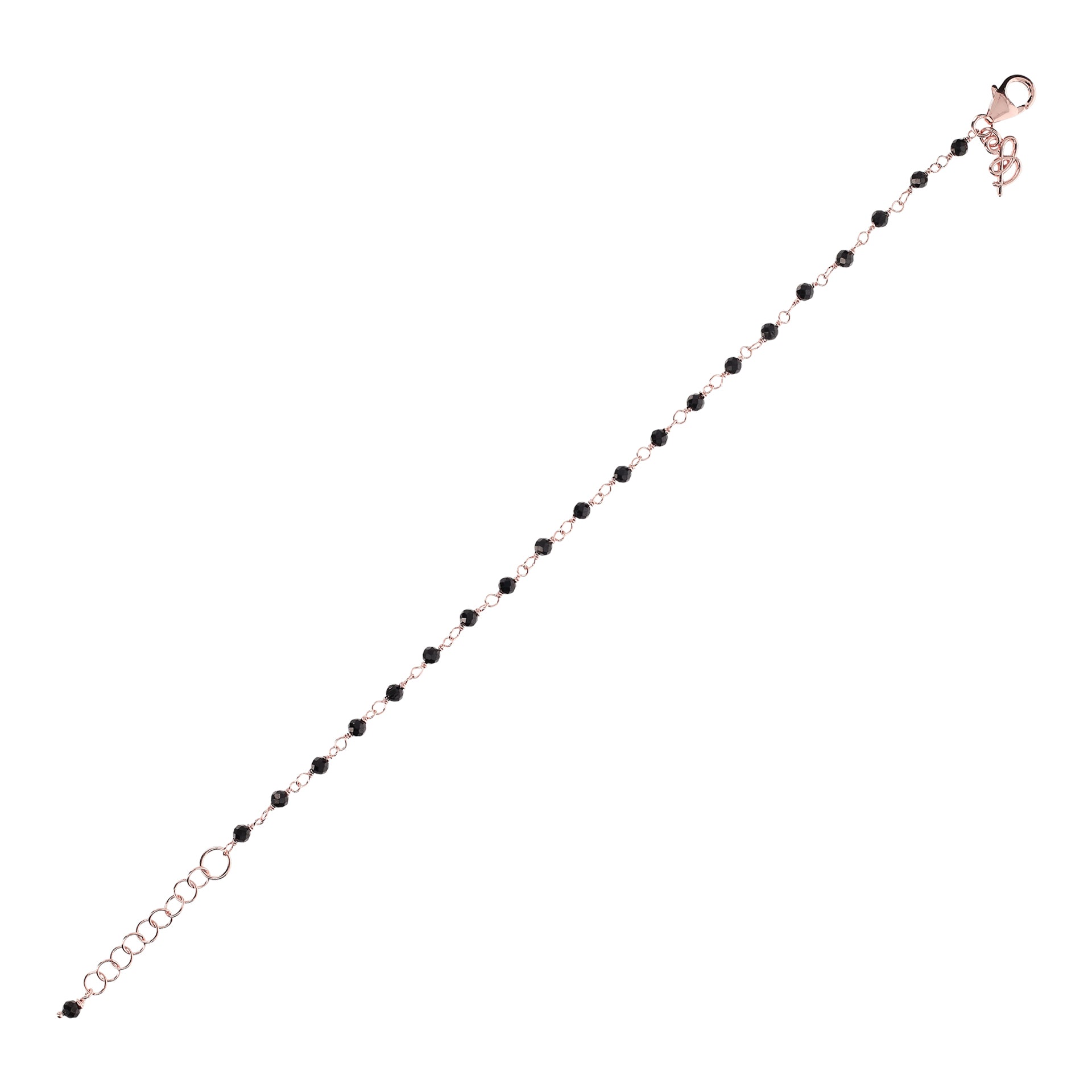 Tajemnica Nocy: Bransoletka Bronzallure z Czarnym Spinellem, Golden Rosé, Vivagem Selection