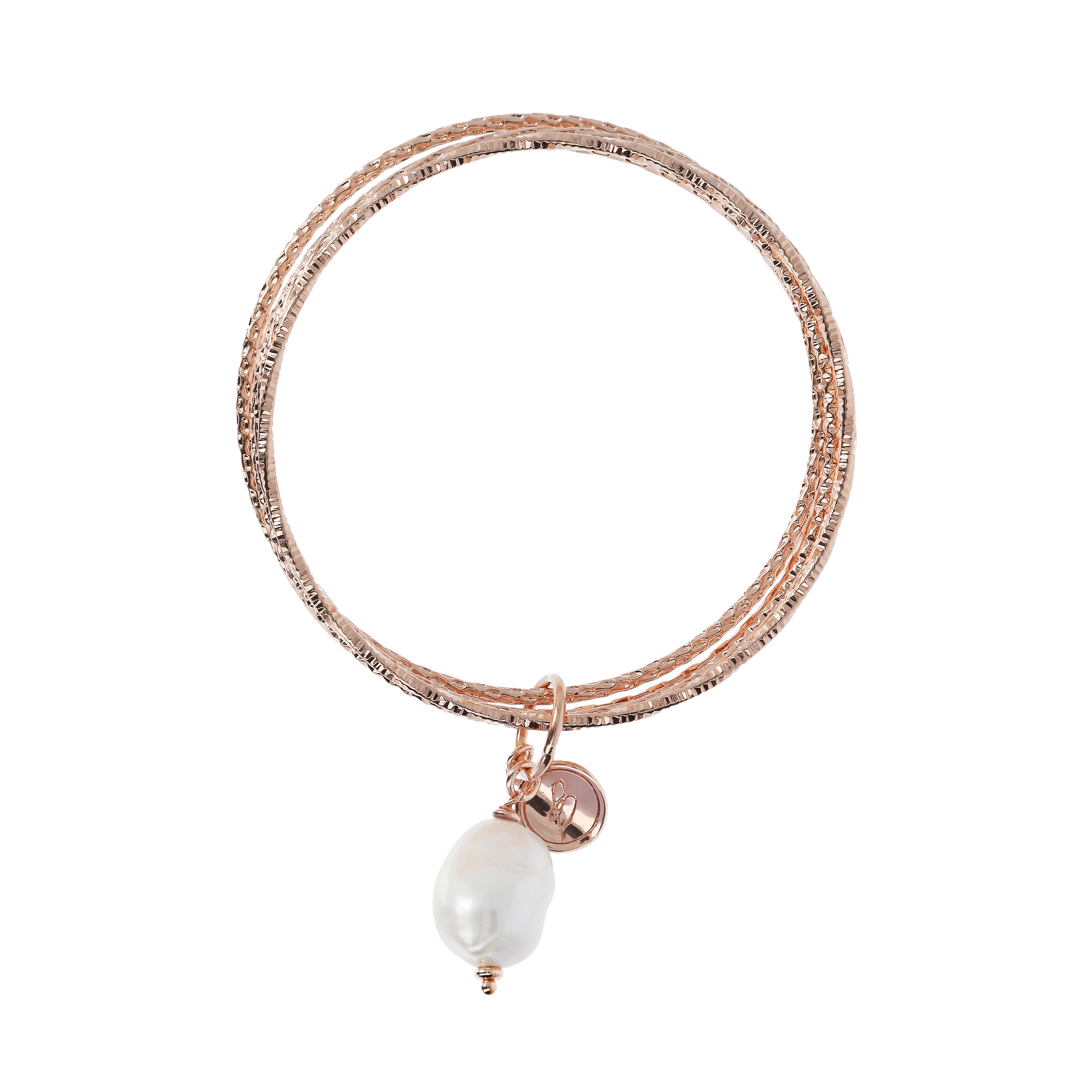 Różana Elegancja: Wielorzędowa Bransoletka Bangle Bronzallure Felicia z Perłą, Golden Rosé, Vivagem Selection