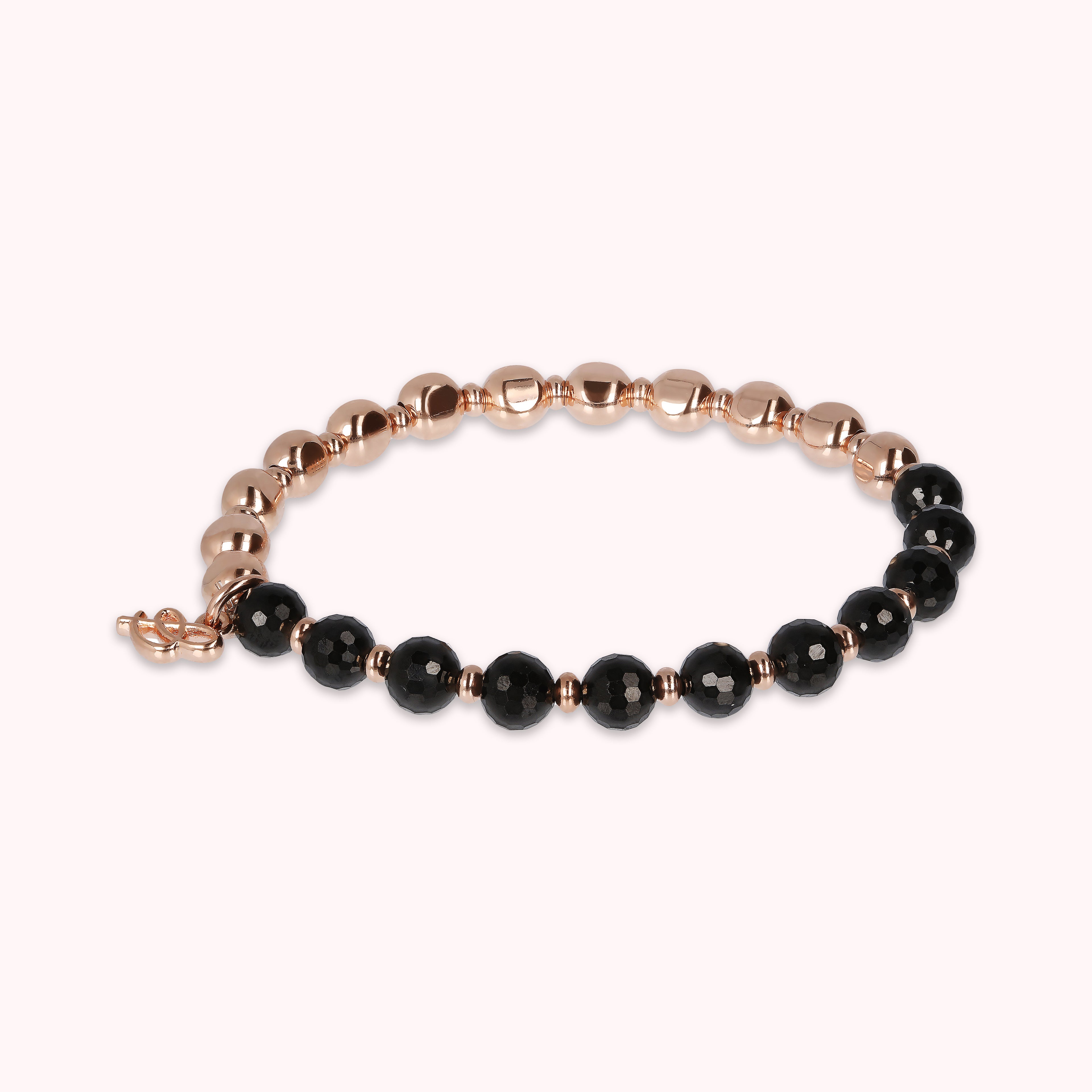 Bransoletka Elastyczna Naturalny Spinel | Różowe Złoto Hipoalergiczna | Vivagem