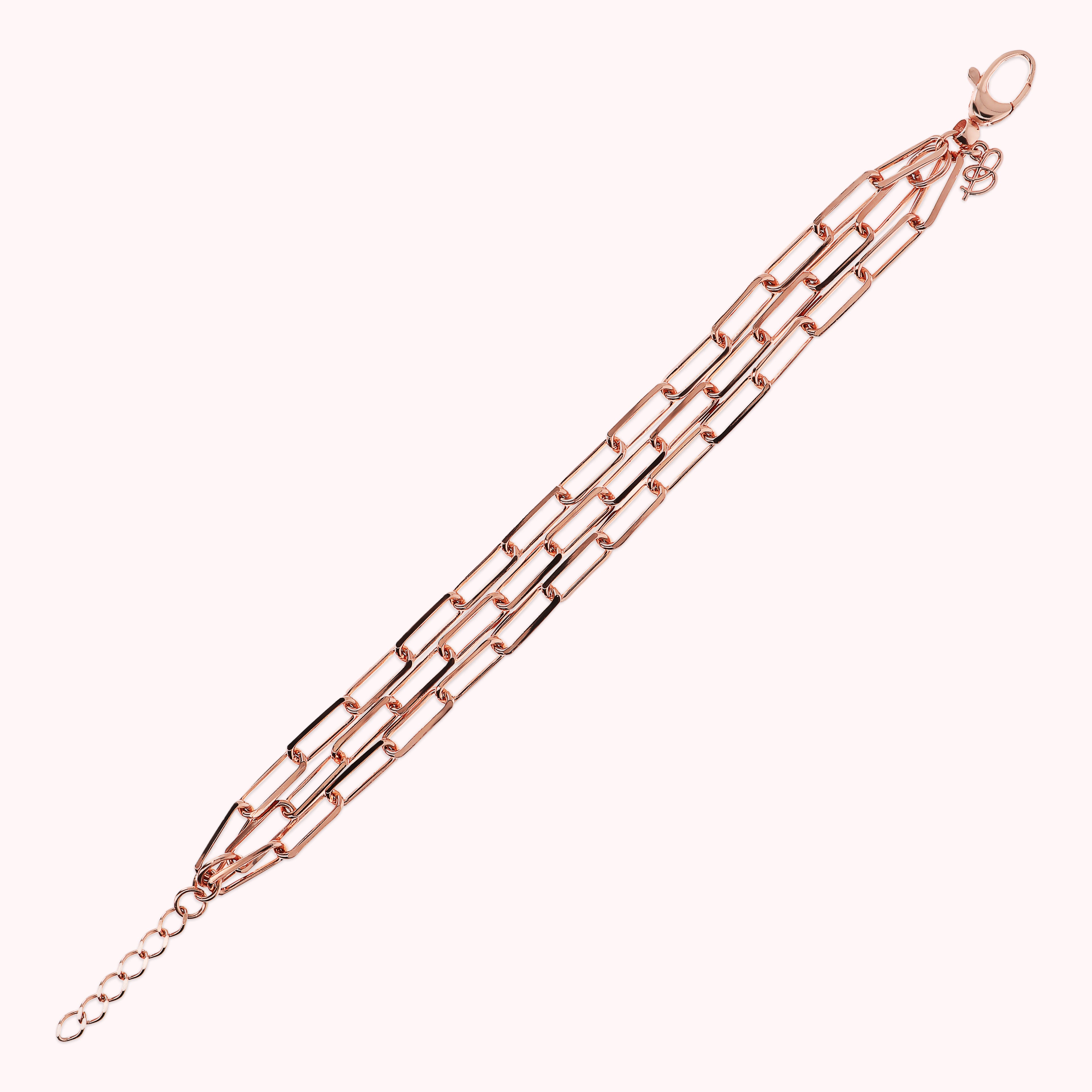Bransoletka Potrójna Paperclip Golden Rosé | Różowe Złoto 18k | Vivagem