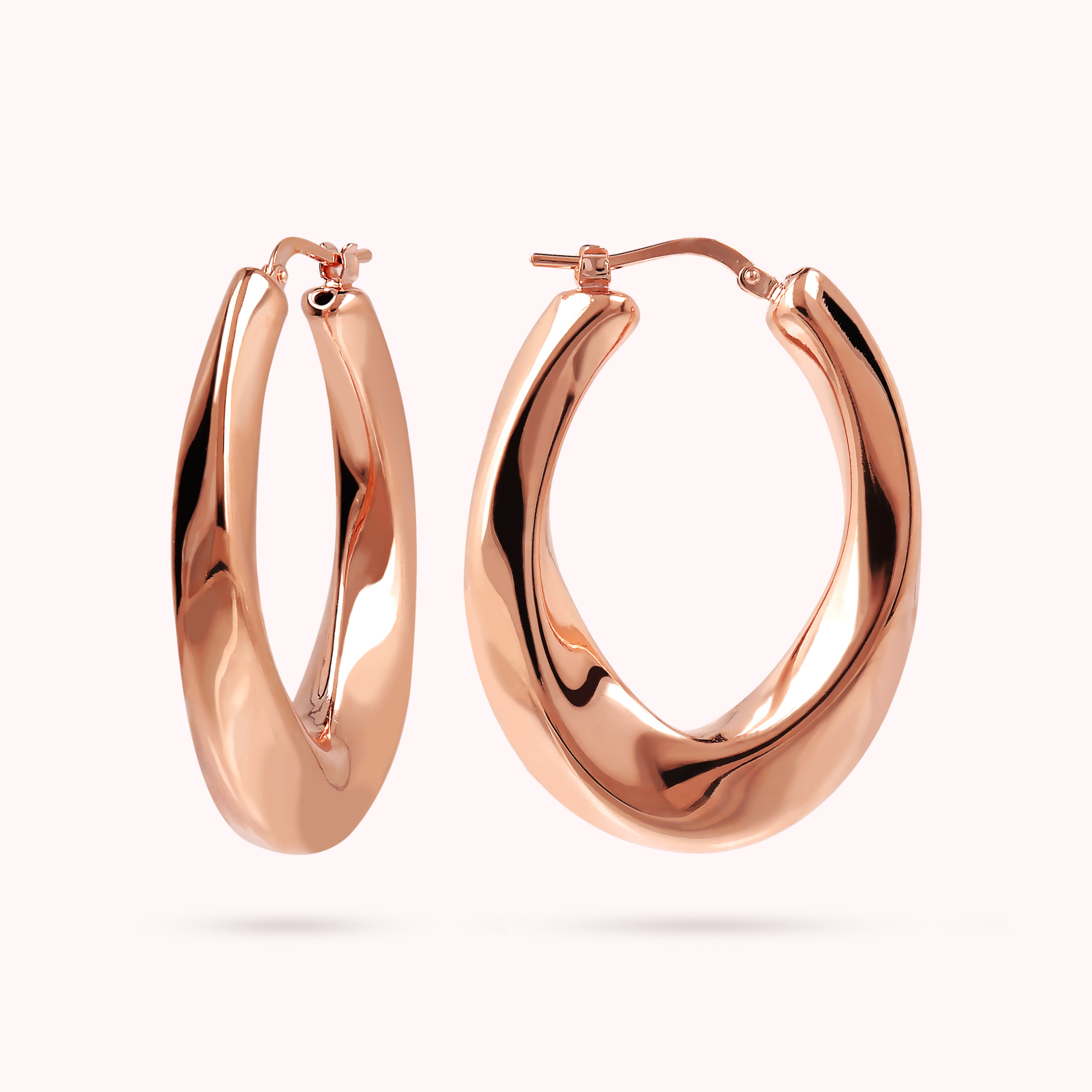 Złote Kolczyki Owalne Twist | Różowe Złoto Golden Rosé | Vivagem