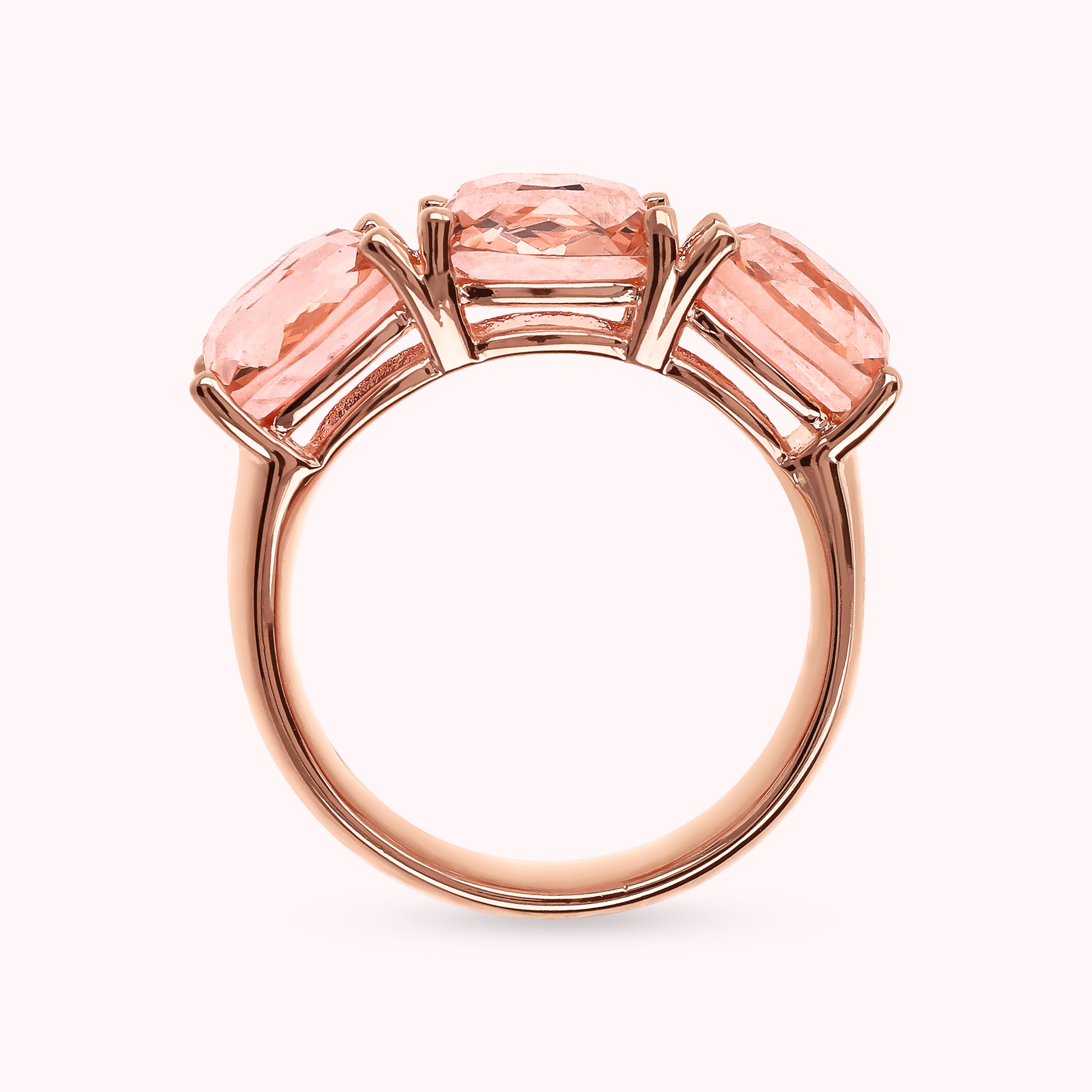 Pierścionek Riviera Różowy Pryzmat | Różowe Złoto Mozaika | Vivagem
