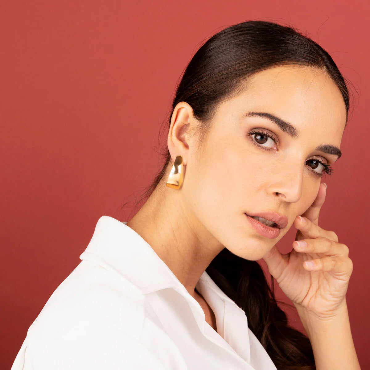 Kolczyki Półkola Młotkowane 3cm pozłacane