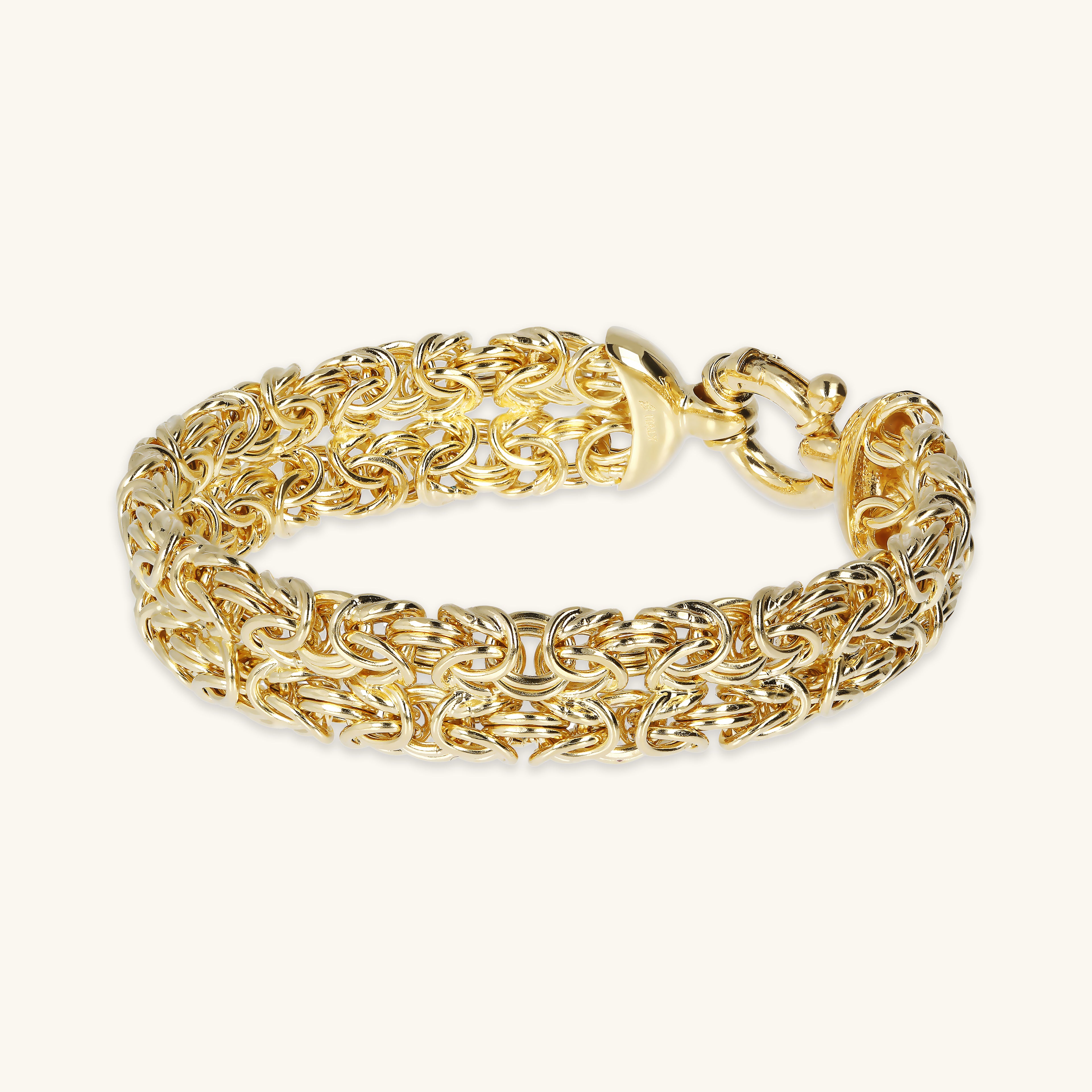 Kunszt Złotego Splotu: Pozłacana Bransoletka Etrusca Gioielli Byzantine, Włoski Design, Vivagem Selection