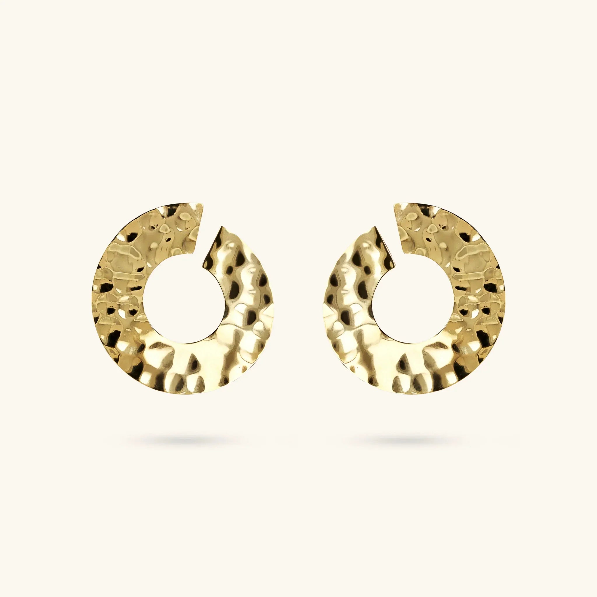 Zestaw Kolczyków Duo Młotkowane: Serca i Owale | Żółte Złoto Hipoalergiczne | Vivagem