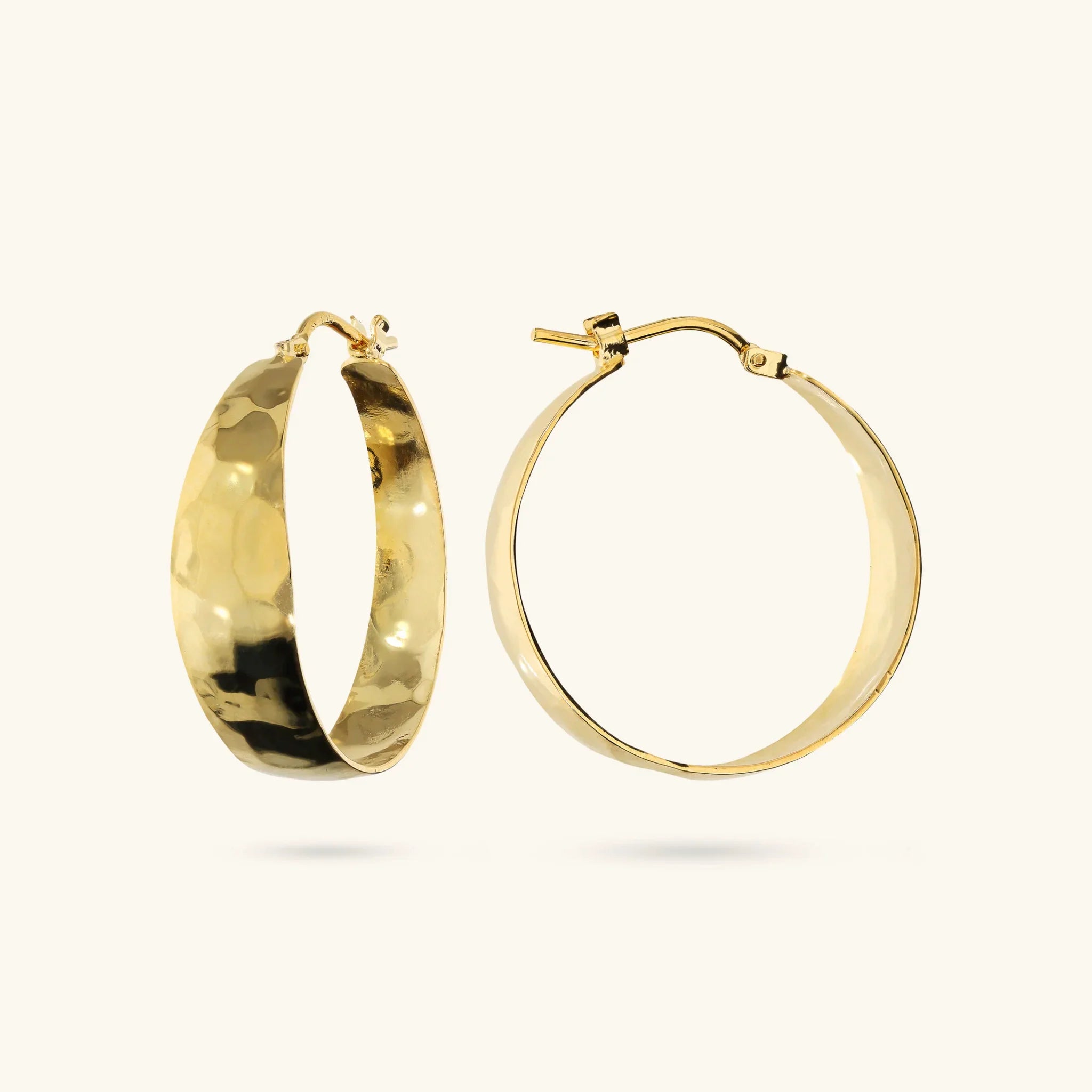 Kolczyki Koła Młotkowane 26mm | Pozłacane Żółte Złoto | Vivagem