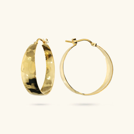 Kolczyki Koła Młotkowane 26mm | Pozłacane Żółte Złoto | Vivagem