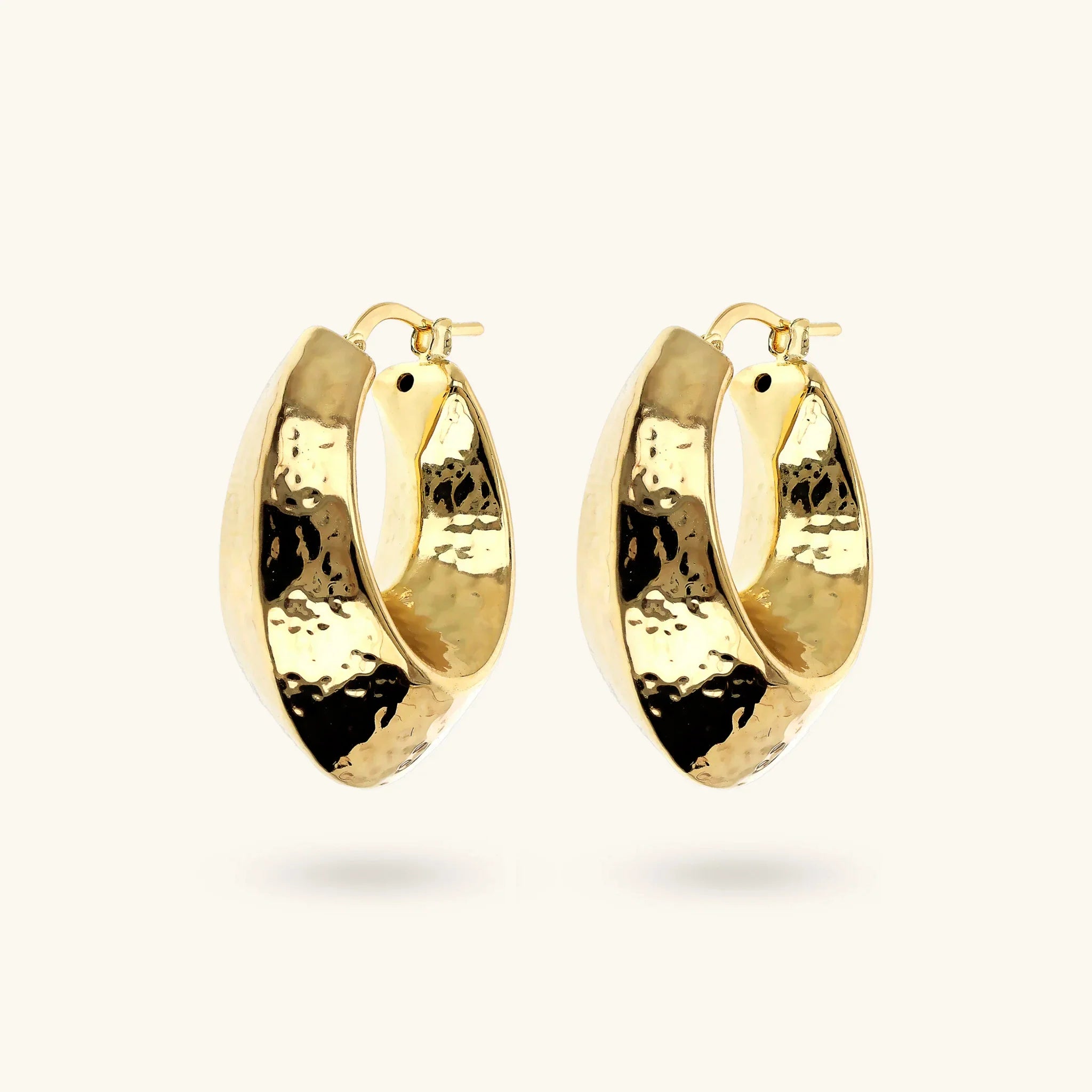 Kolczyki Owalne Tarcze Młotkowane | Żółte Złoto Etrusca | Vivagem