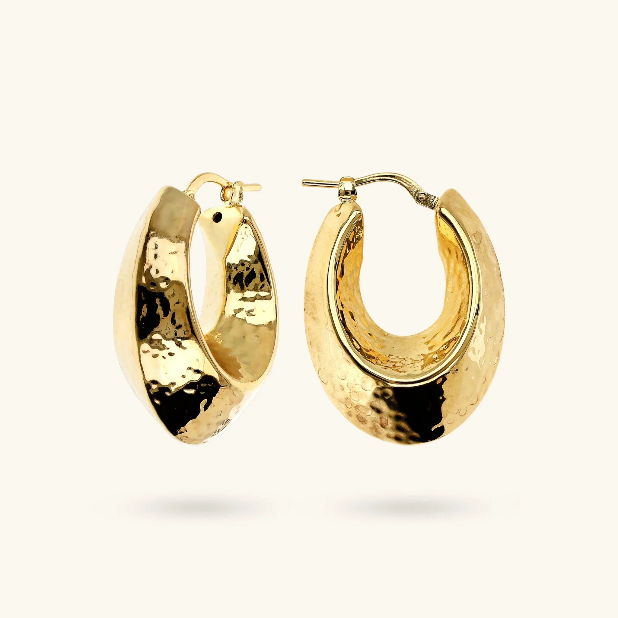 Kolczyki Owalne Tarcze Młotkowane | Żółte Złoto Etrusca | Vivagem