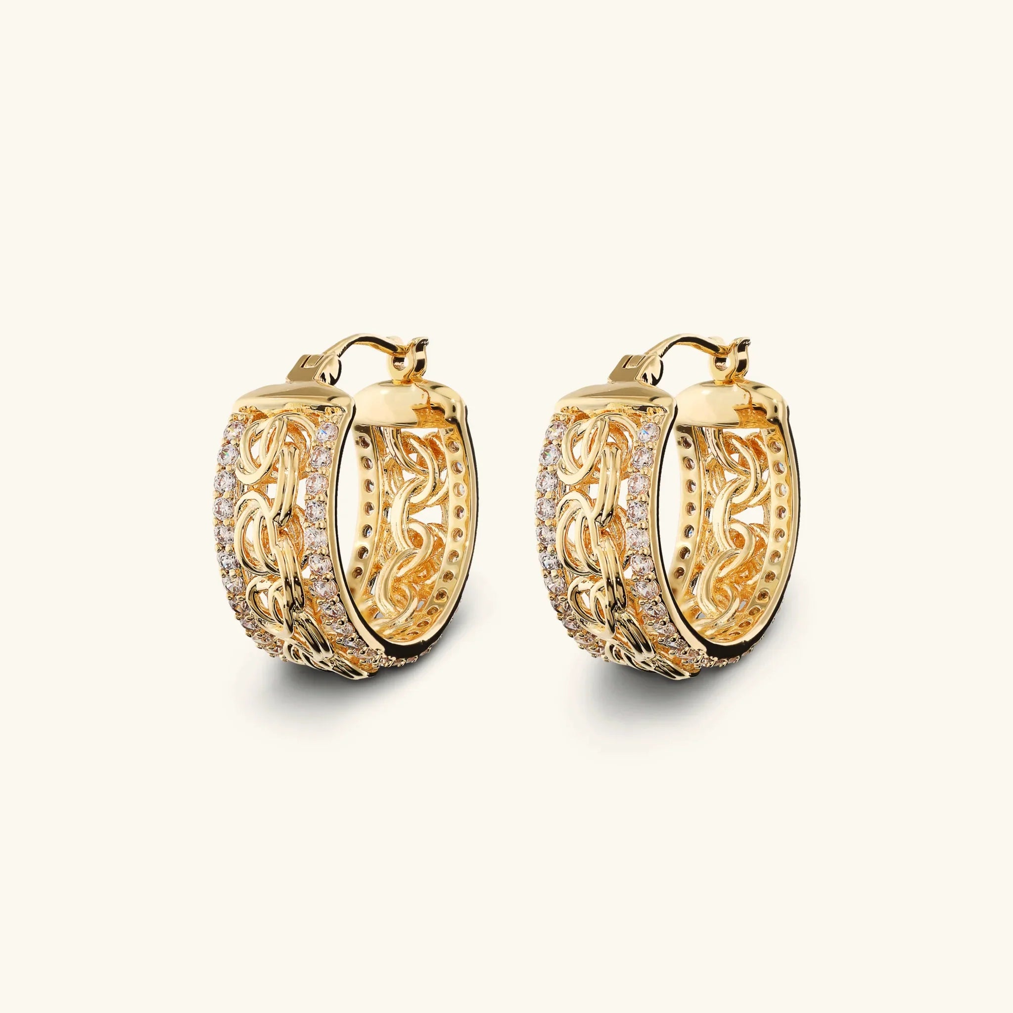 Kolczyki Koła Splot Bizantyjski i Cyrkonie | Żółte Złoto Etrusca | Vivagem