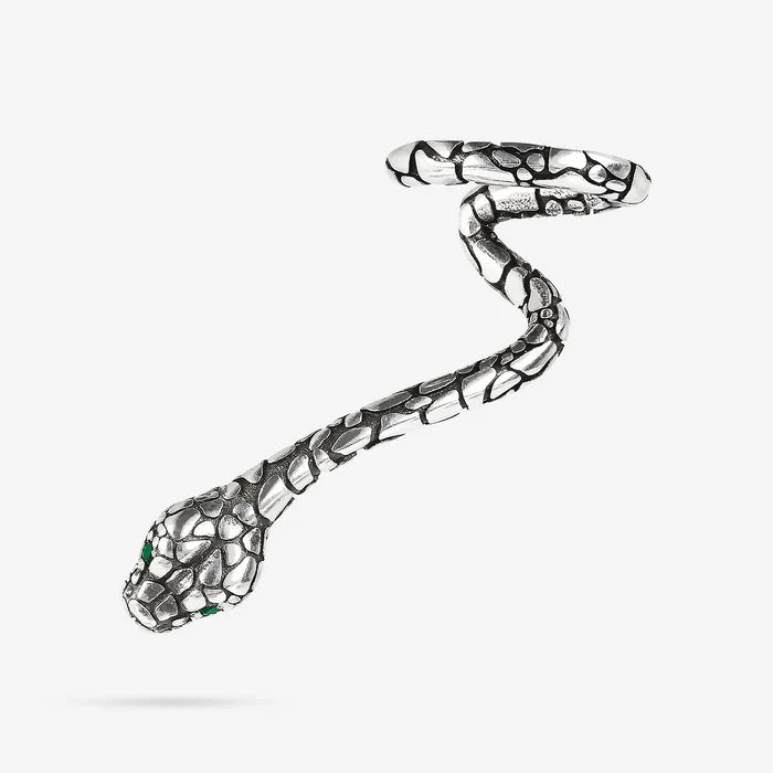 Uścisk Węża: Srebrny Kolczyk Nausznica (Climber) Albert M. z Zielonym Agatem, Vivagem Selection