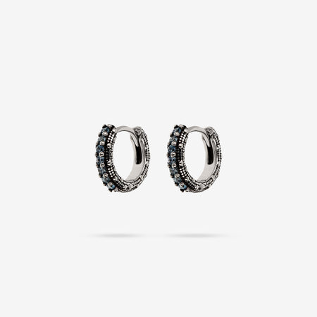 Oceaniczny Blask: Srebrne Kolczyki Albert M. z Fakturą Jeżowca i Niebieskimi Kamieniami, Vivagem Selection