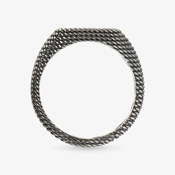 Srebrny Sygnet Męski z Różą Wiatrów Czarny Spinel