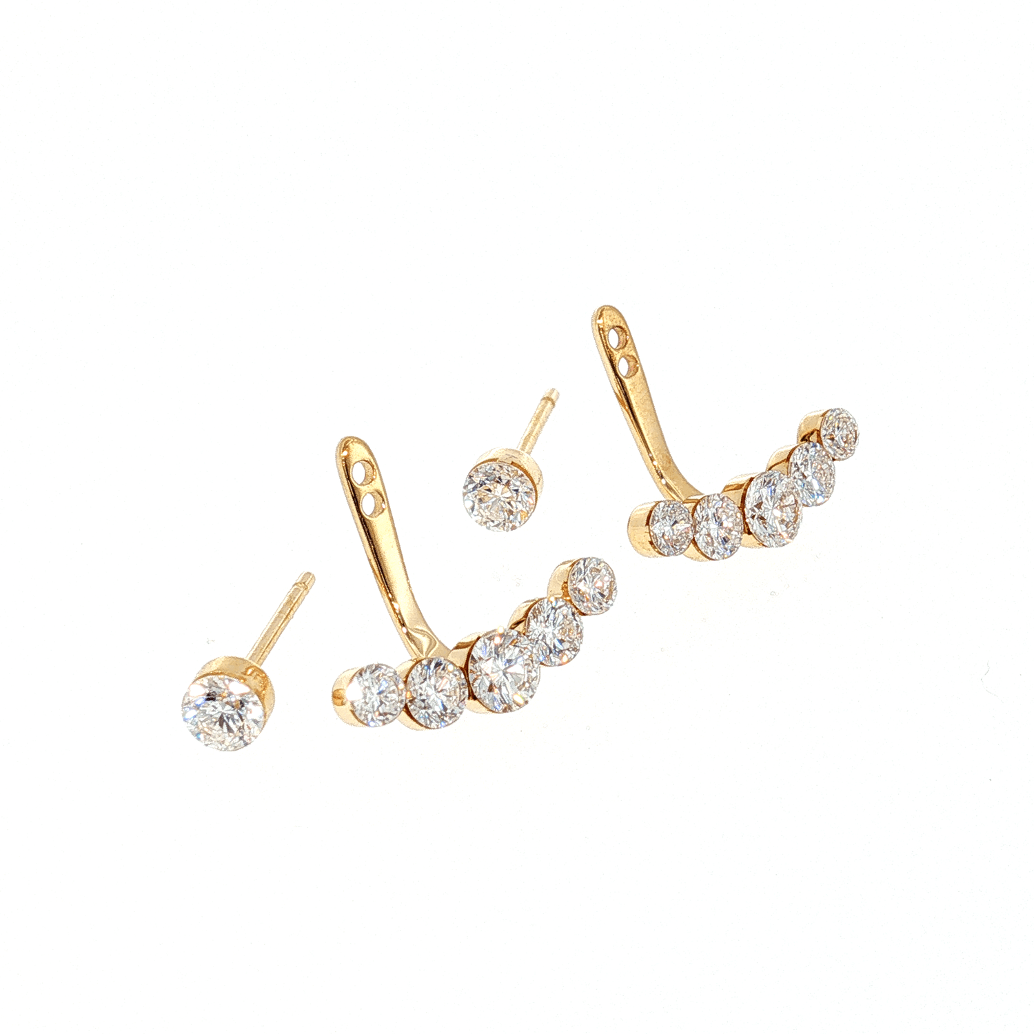 Złote kolczyki nausznice diamenty laboratoryjne 585 - zdjęcie 6