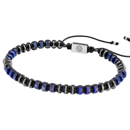 Męska bransoletka z lapis lazuli i hematytem Zambia