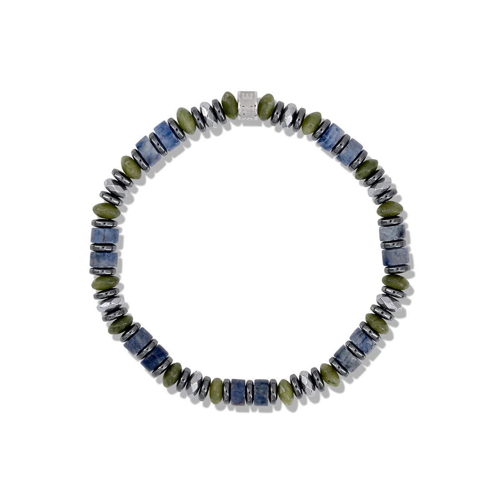 Męska Bransoleta Zeades Monte Carlo Richtis Waterfall | Sodalit, Oliwin i Hematyt | Vivagem