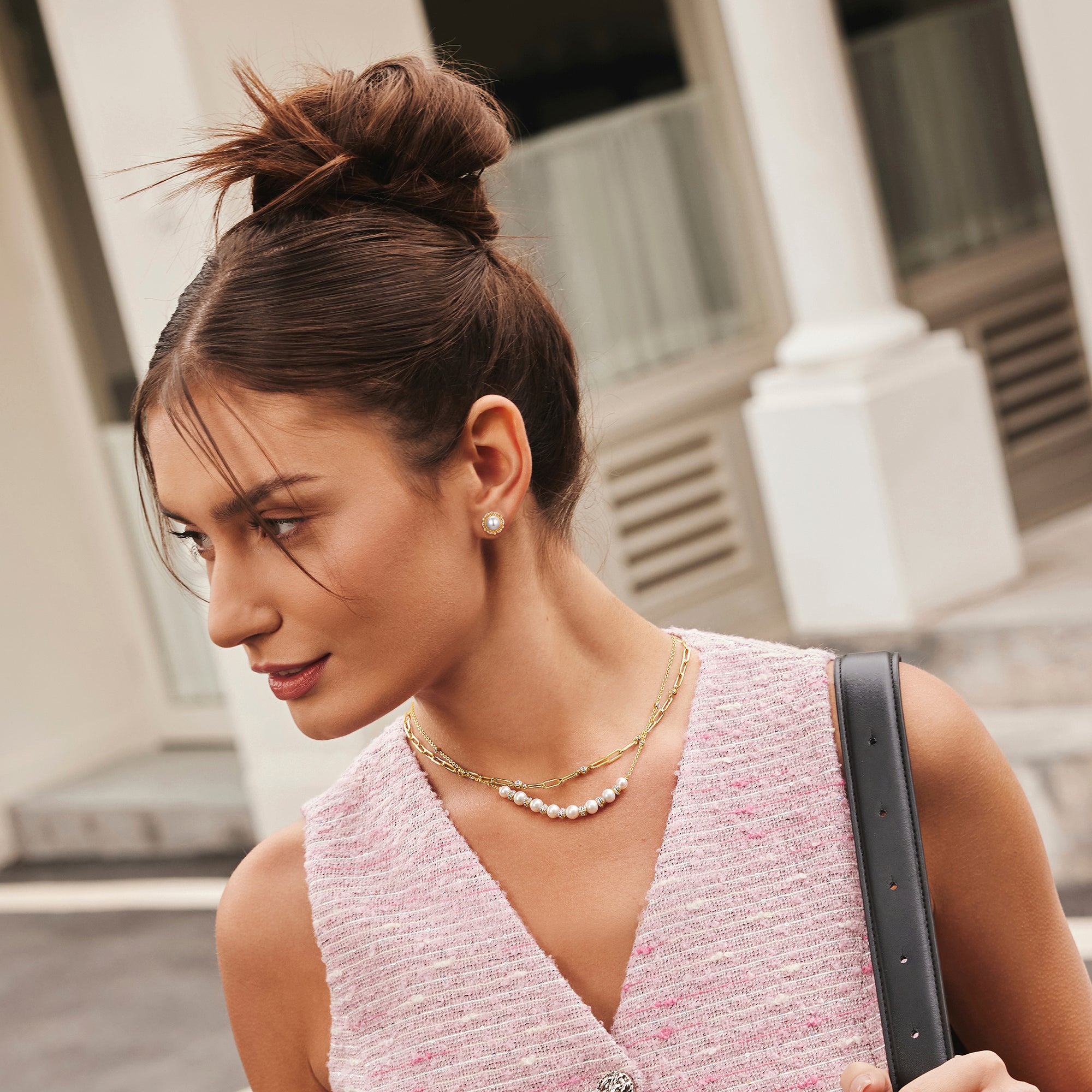 Złoty Naszyjnik Ania Haie Paper Clip z Cyrkoniami 