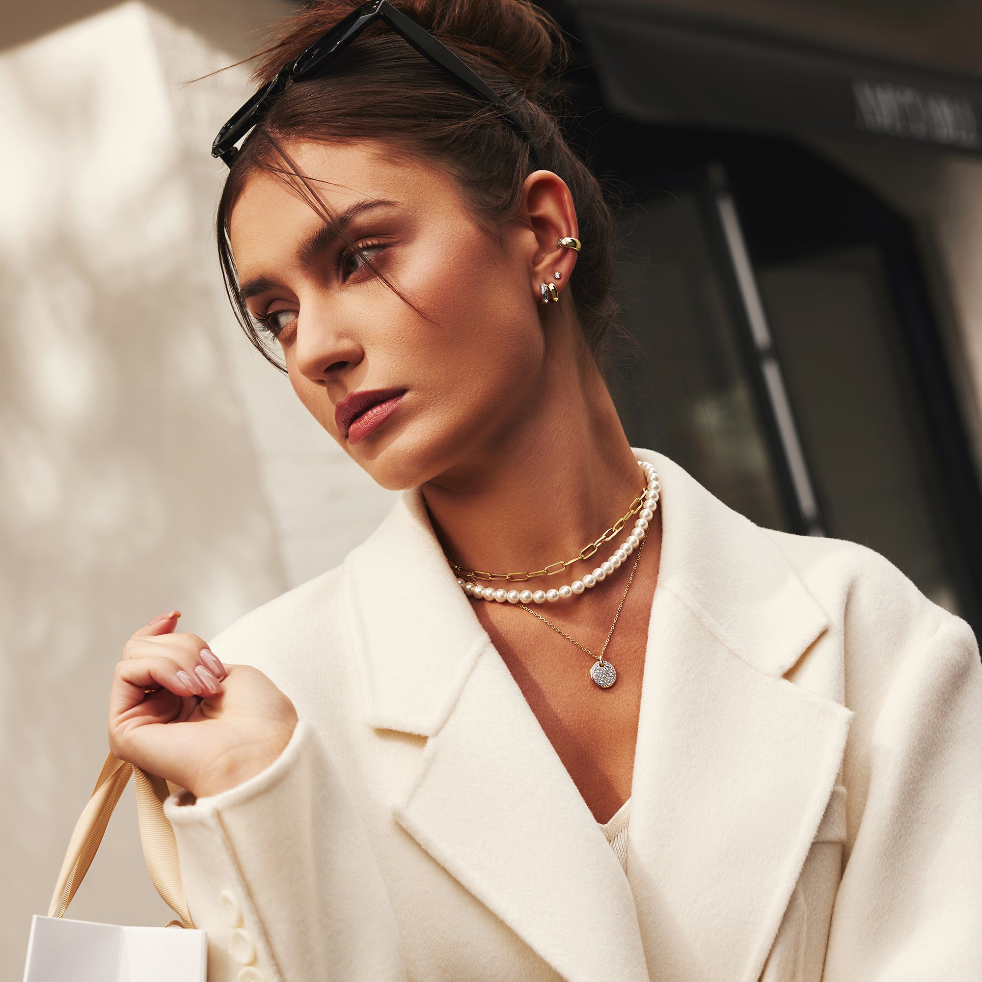 Złoty Naszyjnik z Pereł Ania Haie Zapięcie Karabinek