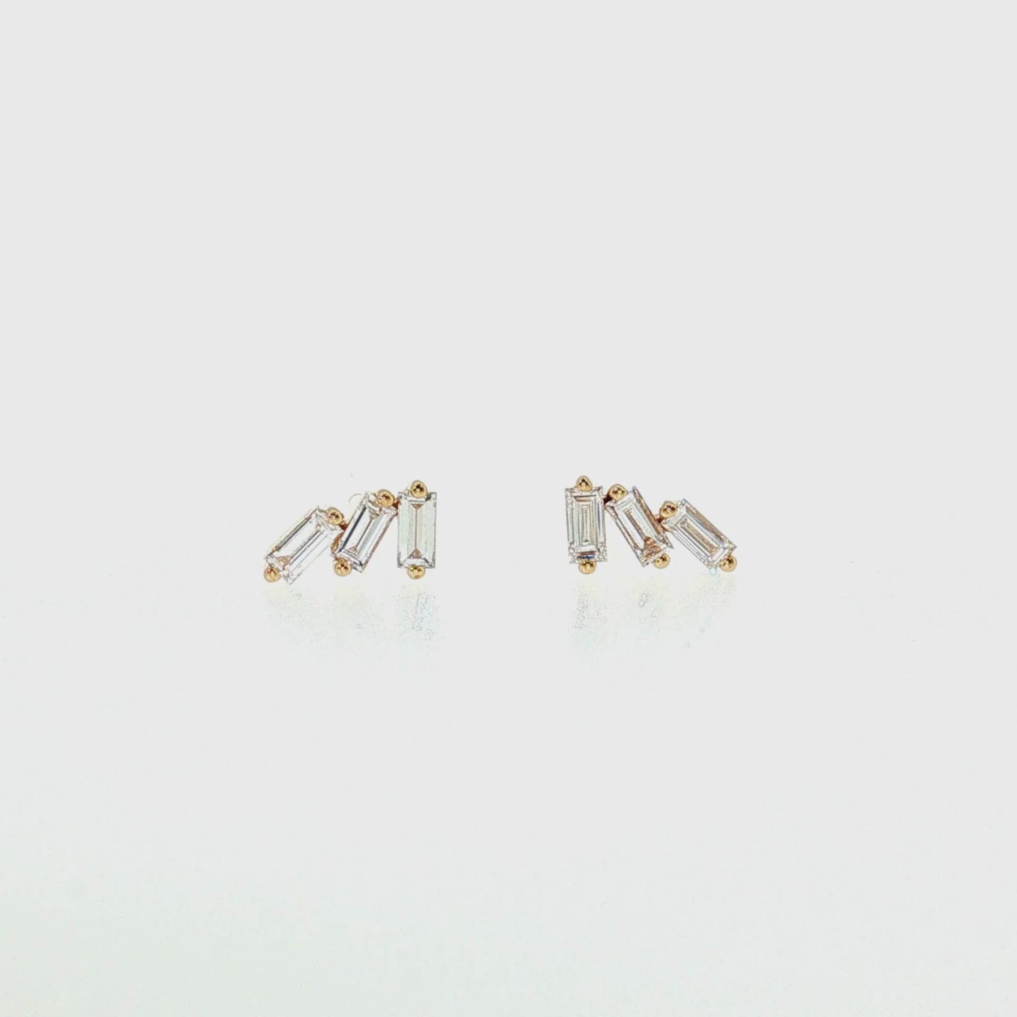Złote kolczyki sztyfty diamenty szlif szmaragdowy 0,3 ct złoto 585 - zdjęcie 3