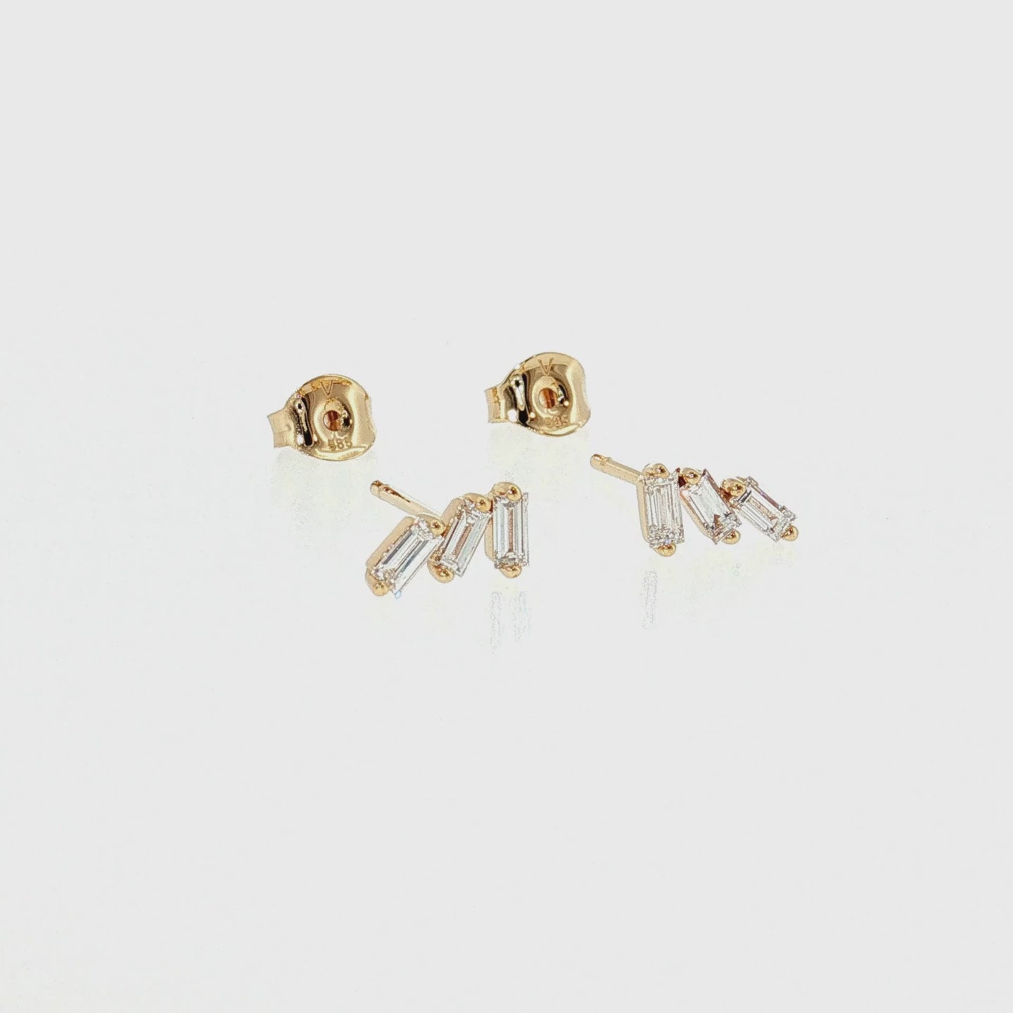 Złote kolczyki sztyfty diamenty szlif szmaragdowy 0,3 ct złoto 585 - zdjęcie 4