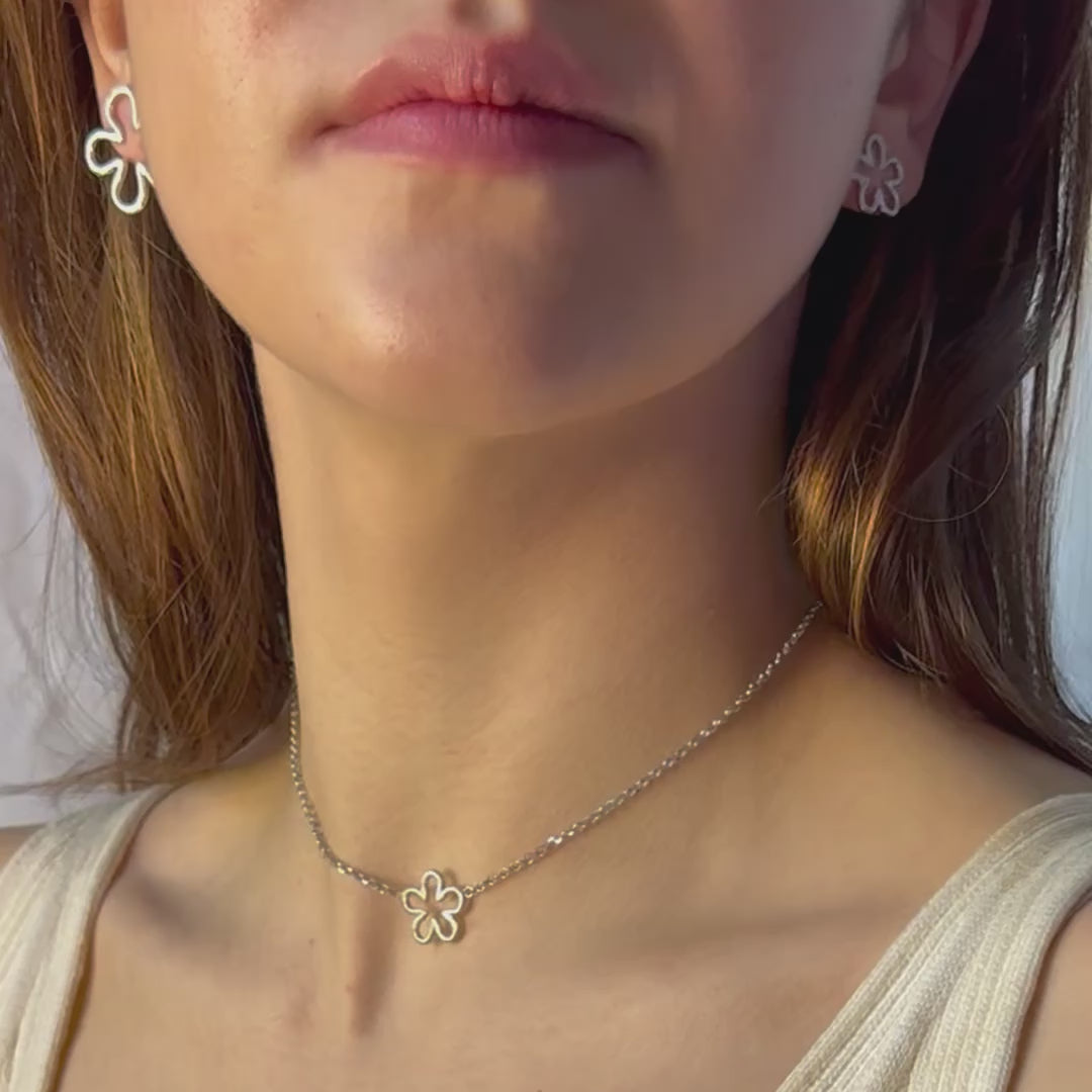 Rodowane Srebrne Kolczyki Sztyfty Kwiaty Suu 21 mm - zdjęcie 9
